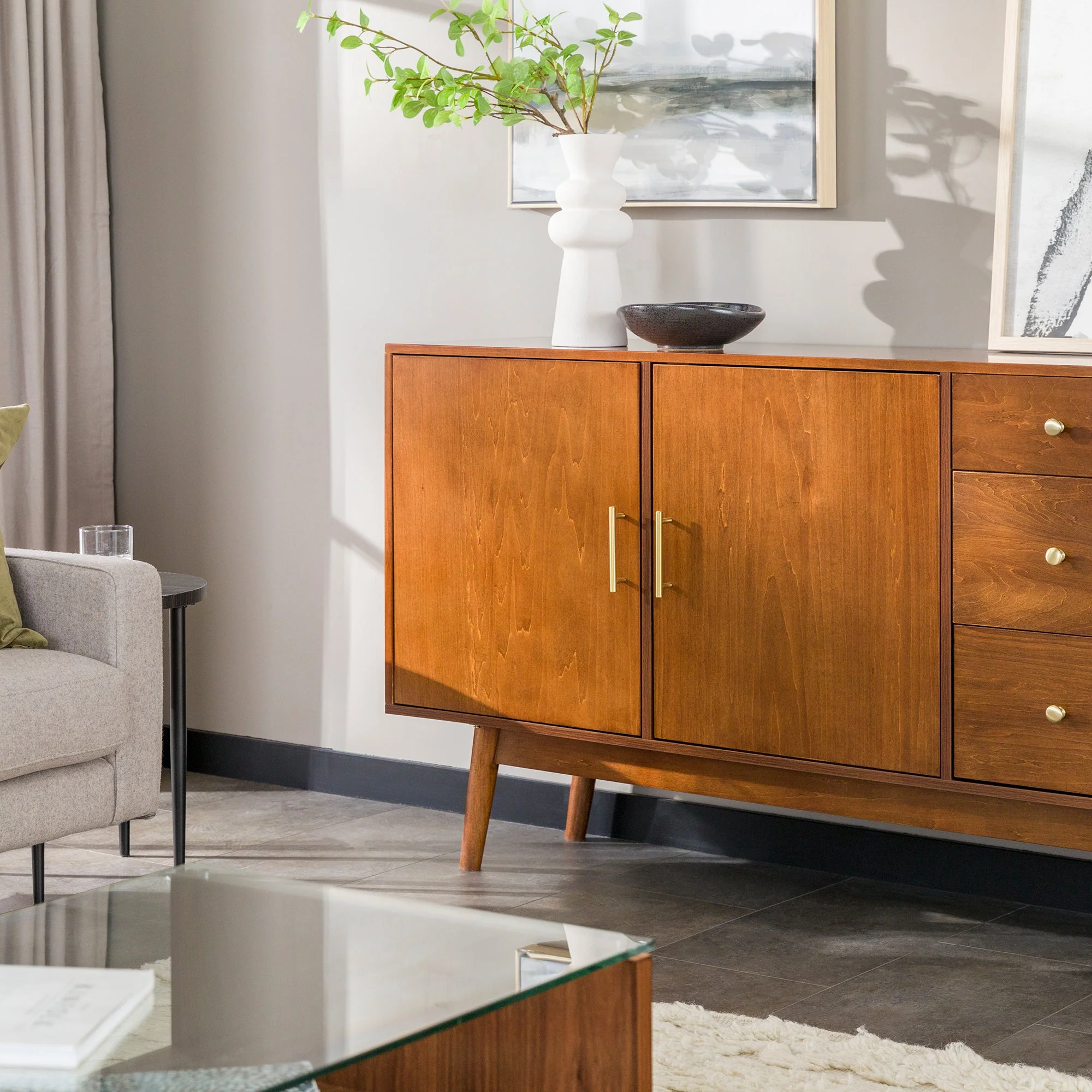 Mid-Century 70" Modern Console Buffet Sideboard - Image 11