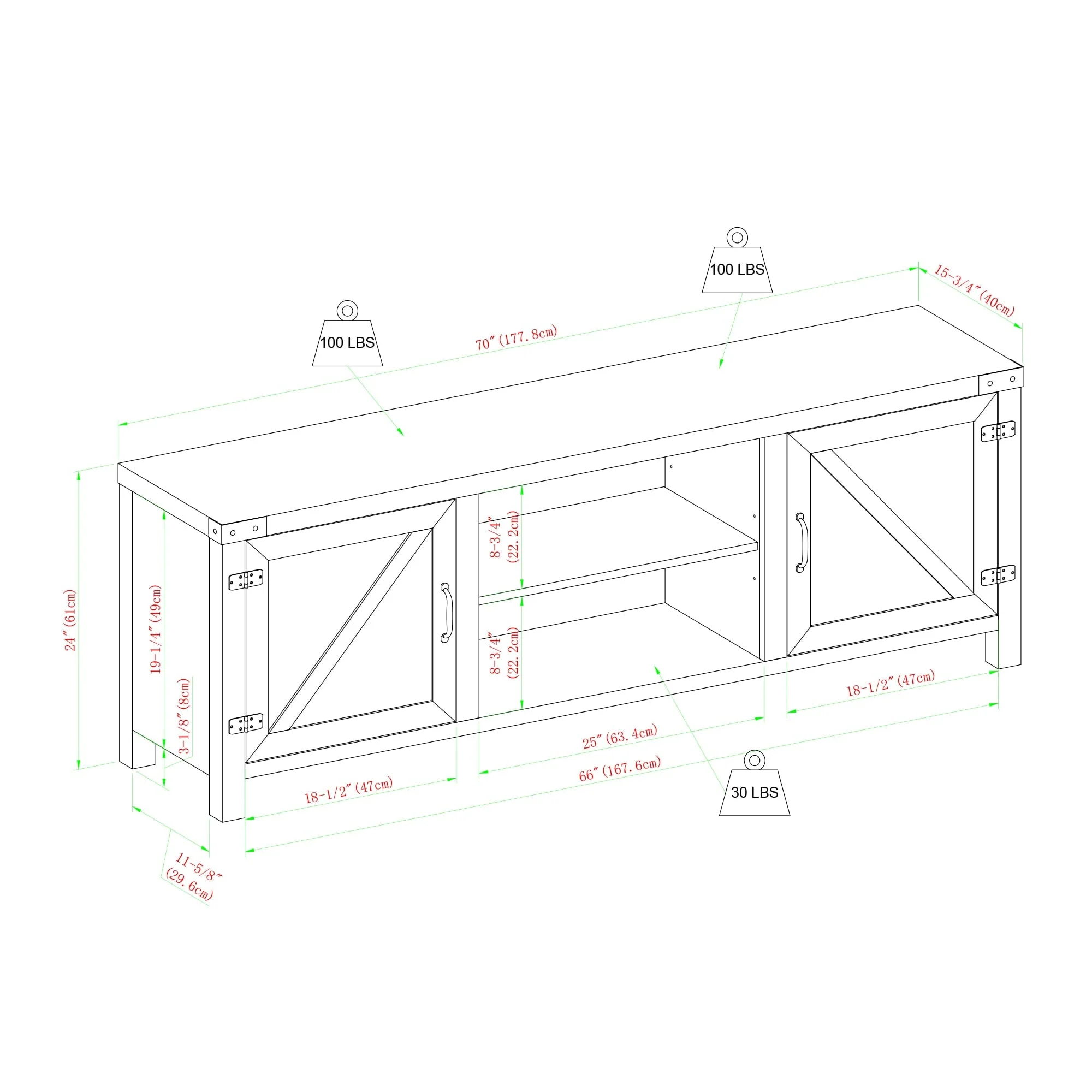 Barn Door 70" Modern Farmhouse TV Stand - Image 19