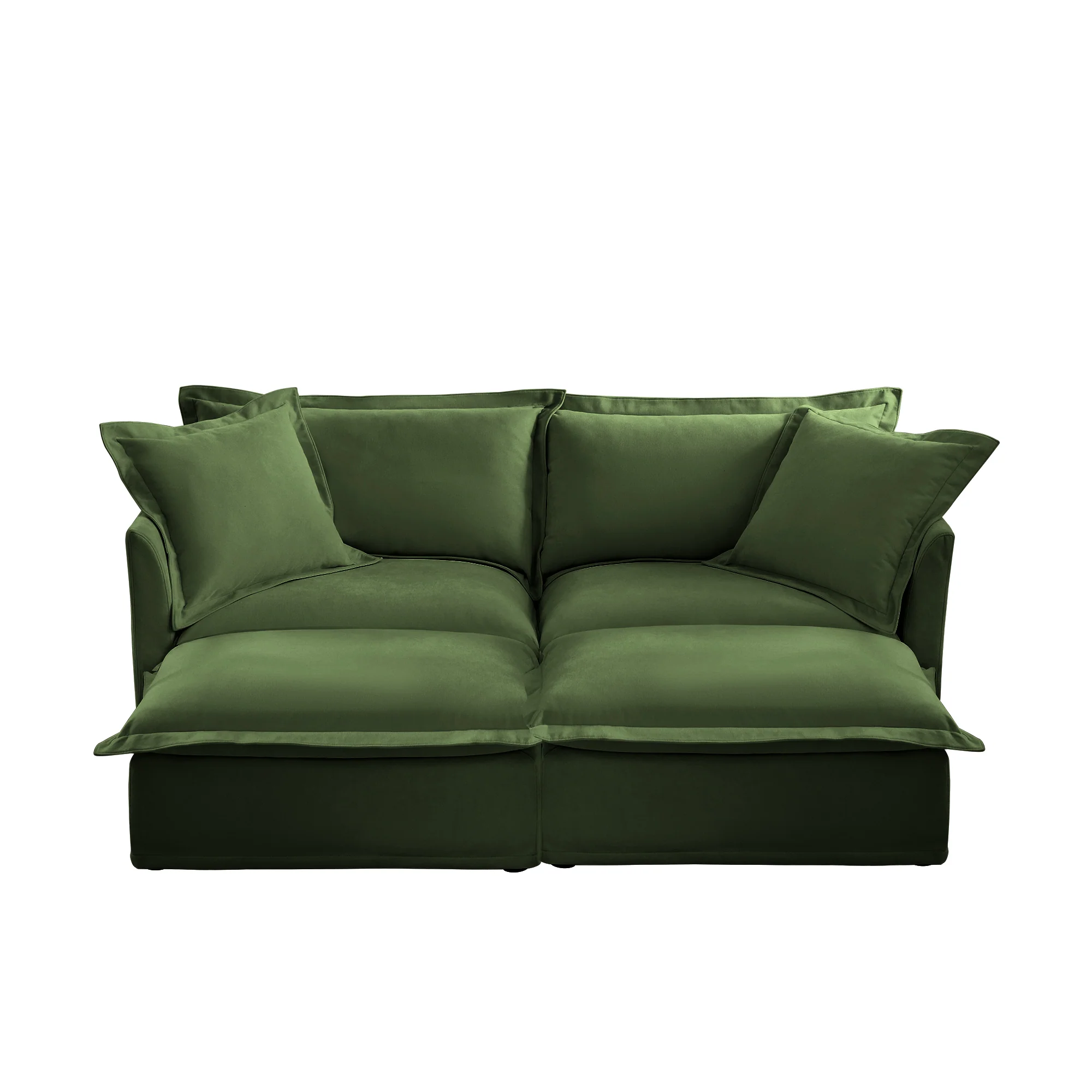 Walker Edison | Wide Deep Seat Slipcovered Loveseat Sofa with 2 Ottomans - Image 14