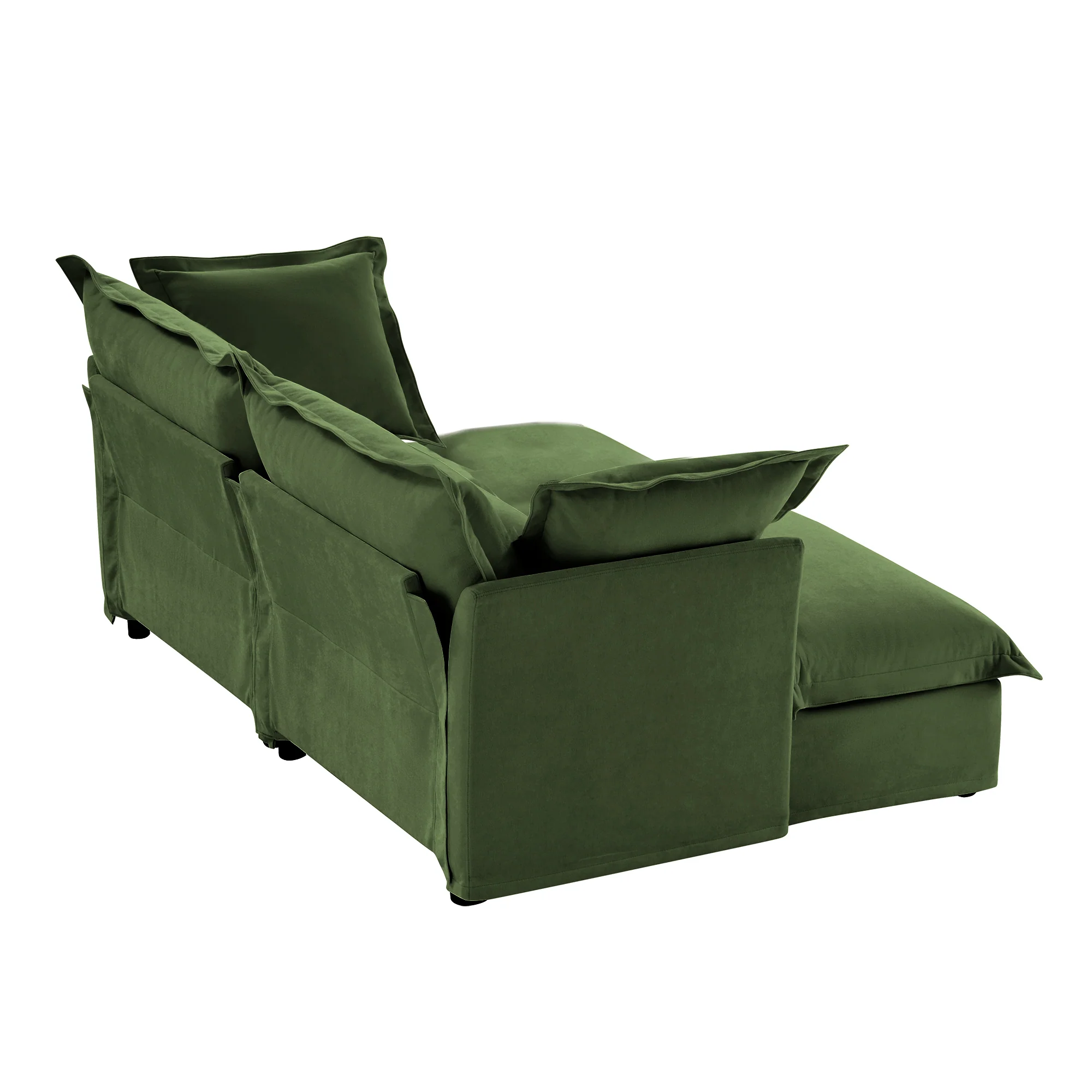 Walker Edison | Wide Deep Seat Slipcovered Loveseat Sofa with 2 Ottomans - Image 15