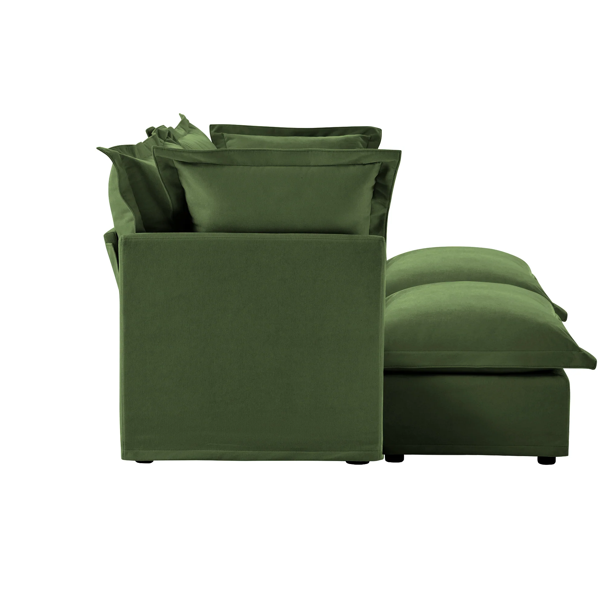 Walker Edison | Wide Deep Seat Slipcovered Loveseat Sofa with 2 Ottomans - Image 18