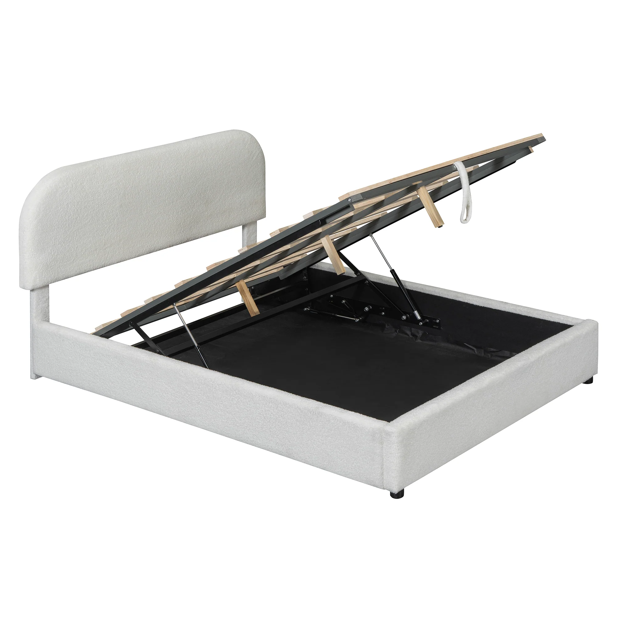 Walker Edison | Teddy Full Size Upholstered Platform Bed with Hydraulic Storage - Image 10