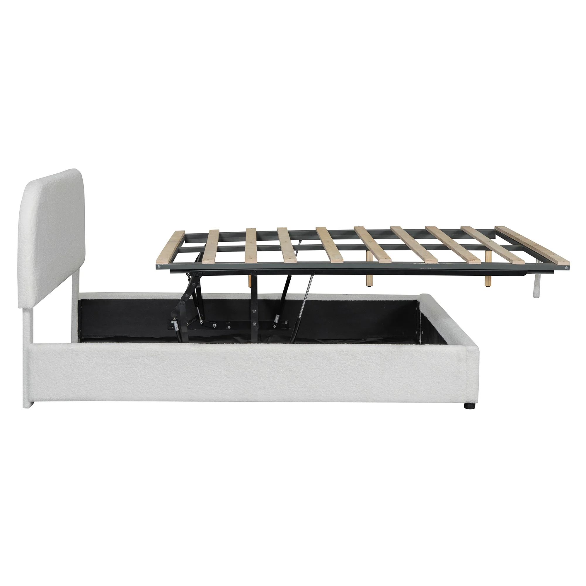 Walker Edison | Teddy Full Size Upholstered Platform Bed with Hydraulic Storage - Image 12