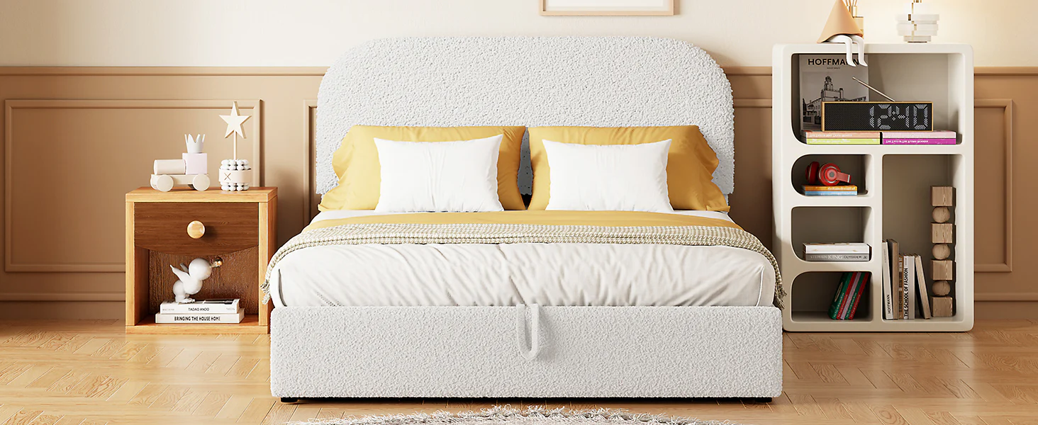 Walker Edison | Teddy Full Size Upholstered Platform Bed with Hydraulic Storage - Image 18