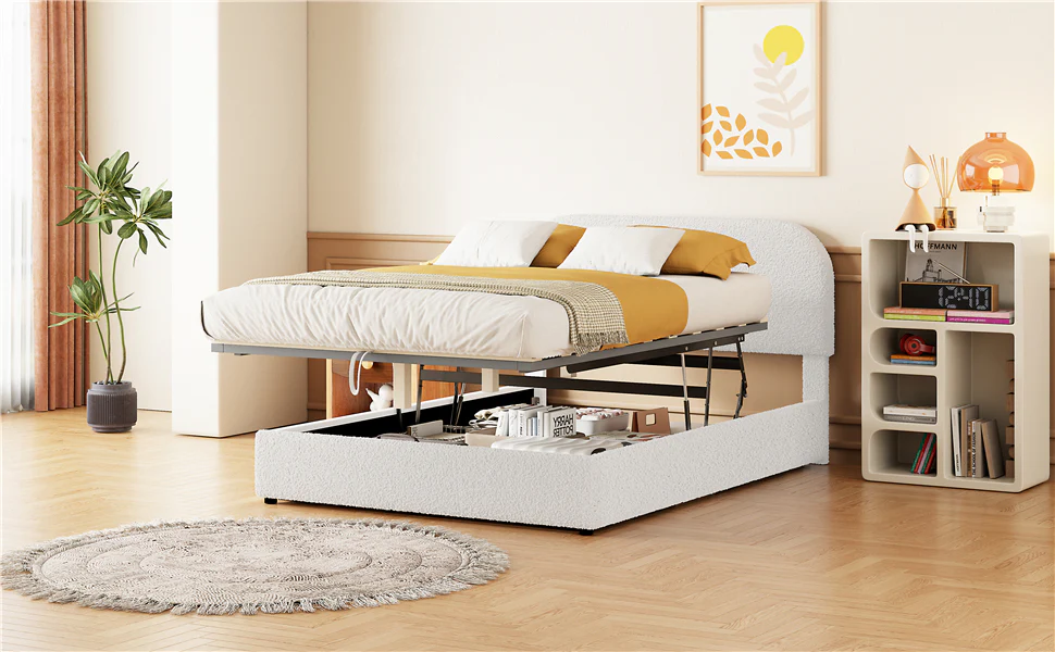 Walker Edison | Teddy Full Size Upholstered Platform Bed with Hydraulic Storage - Image 21