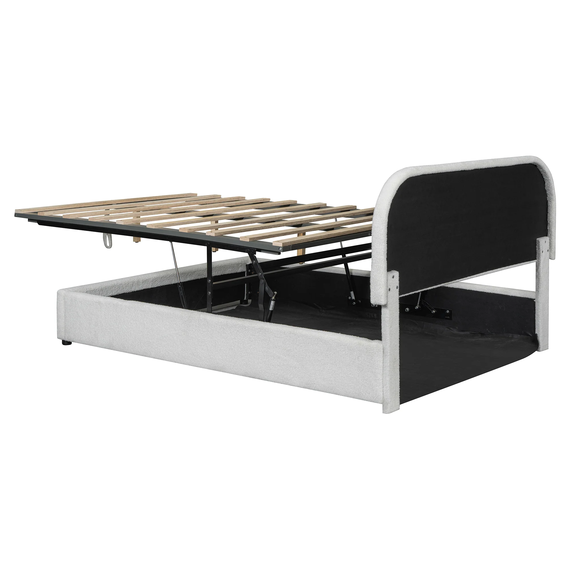 Walker Edison | Teddy Full Size Upholstered Platform Bed with Hydraulic Storage - Image 5
