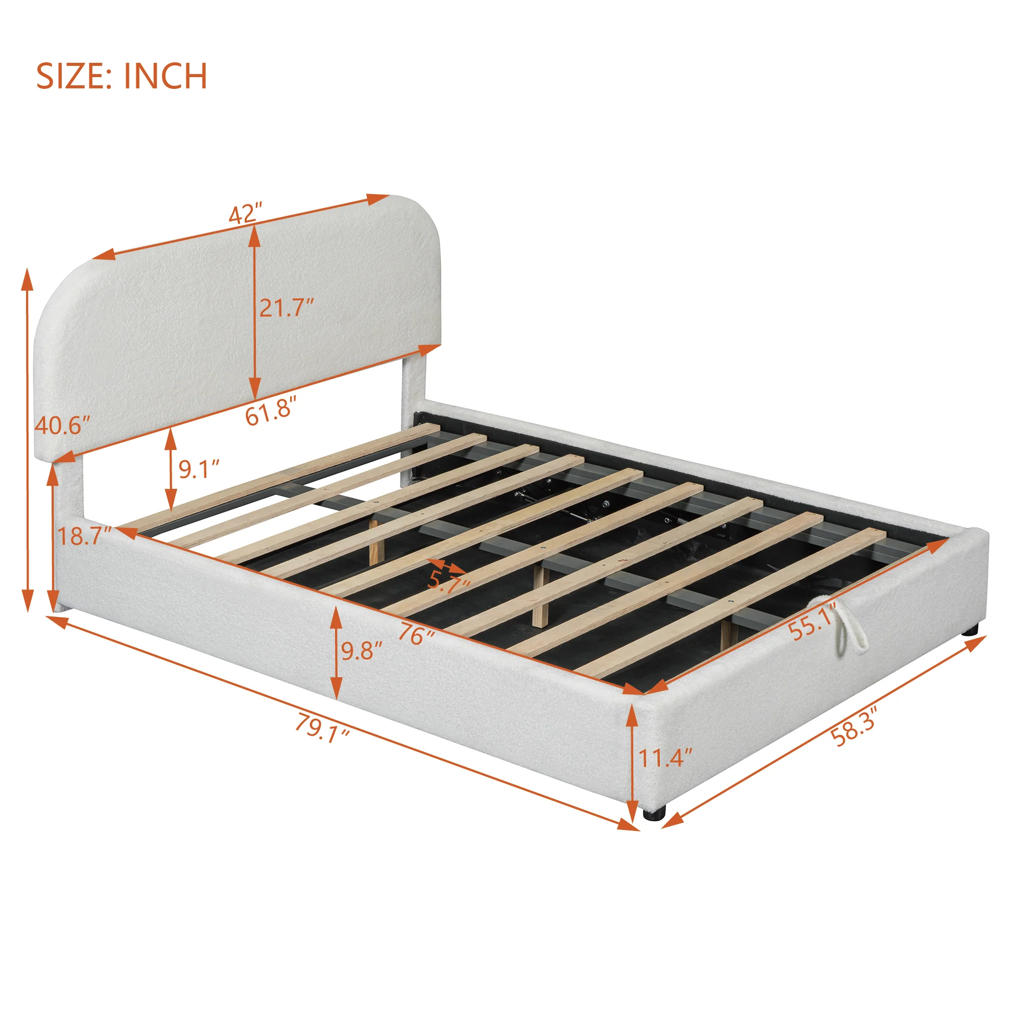 Walker Edison | Teddy Full Size Upholstered Platform Bed with Hydraulic Storage - Image 6