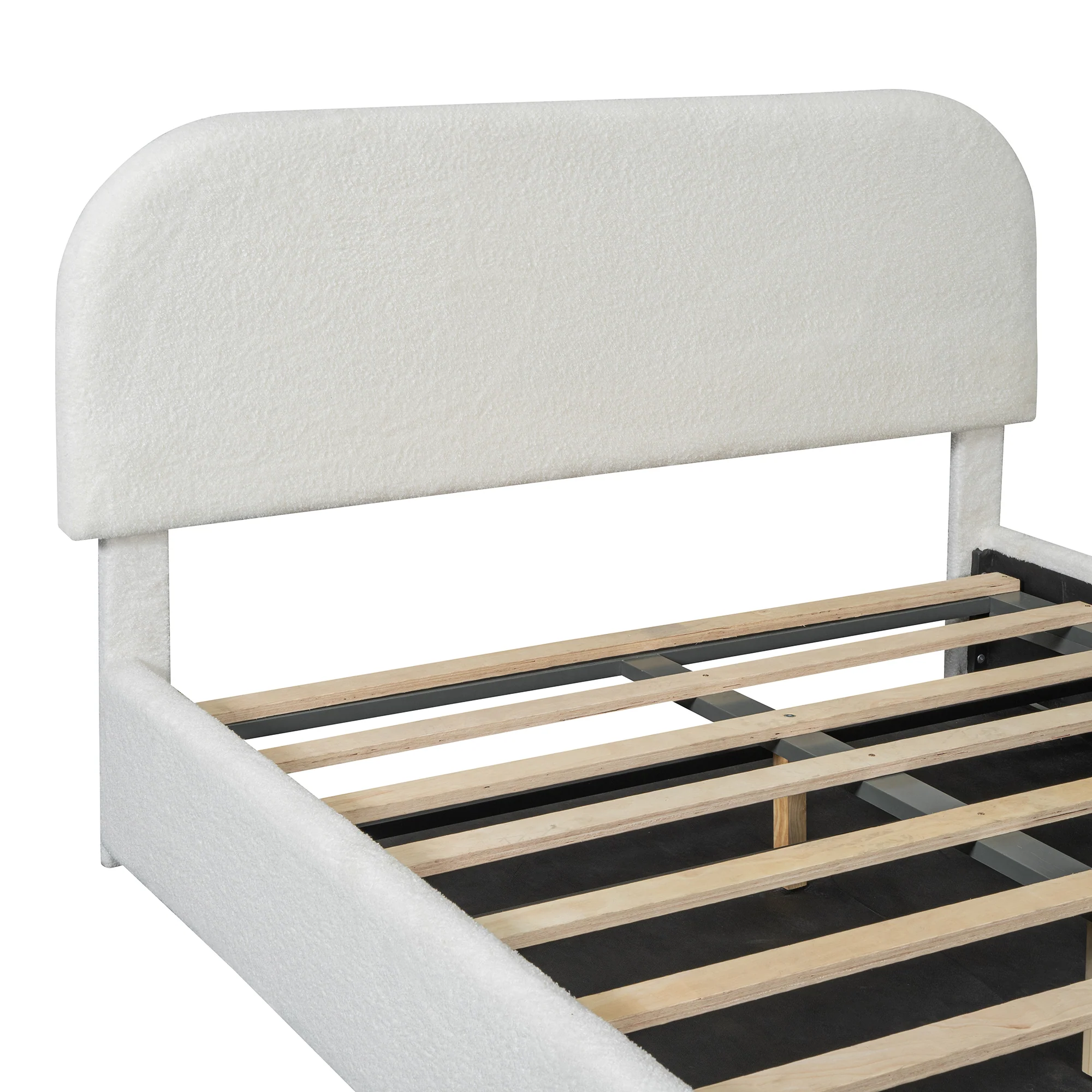 Walker Edison | Teddy Full Size Upholstered Platform Bed with Hydraulic Storage - Image 7