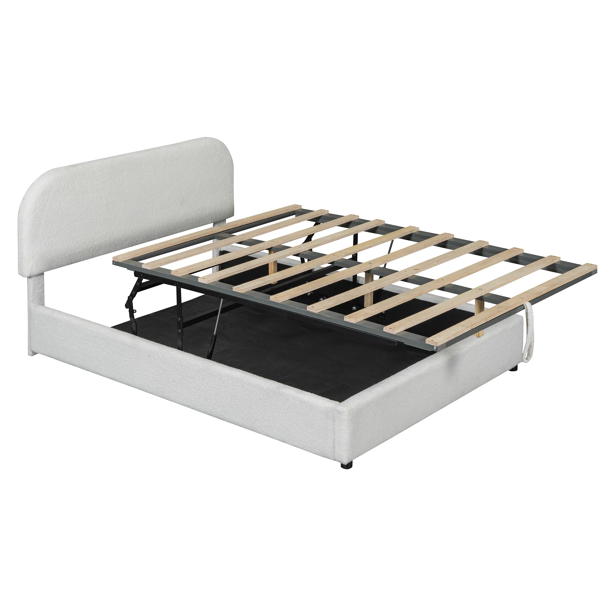 Walker Edison | Teddy Full Size Upholstered Platform Bed with Hydraulic Storage - Image 9