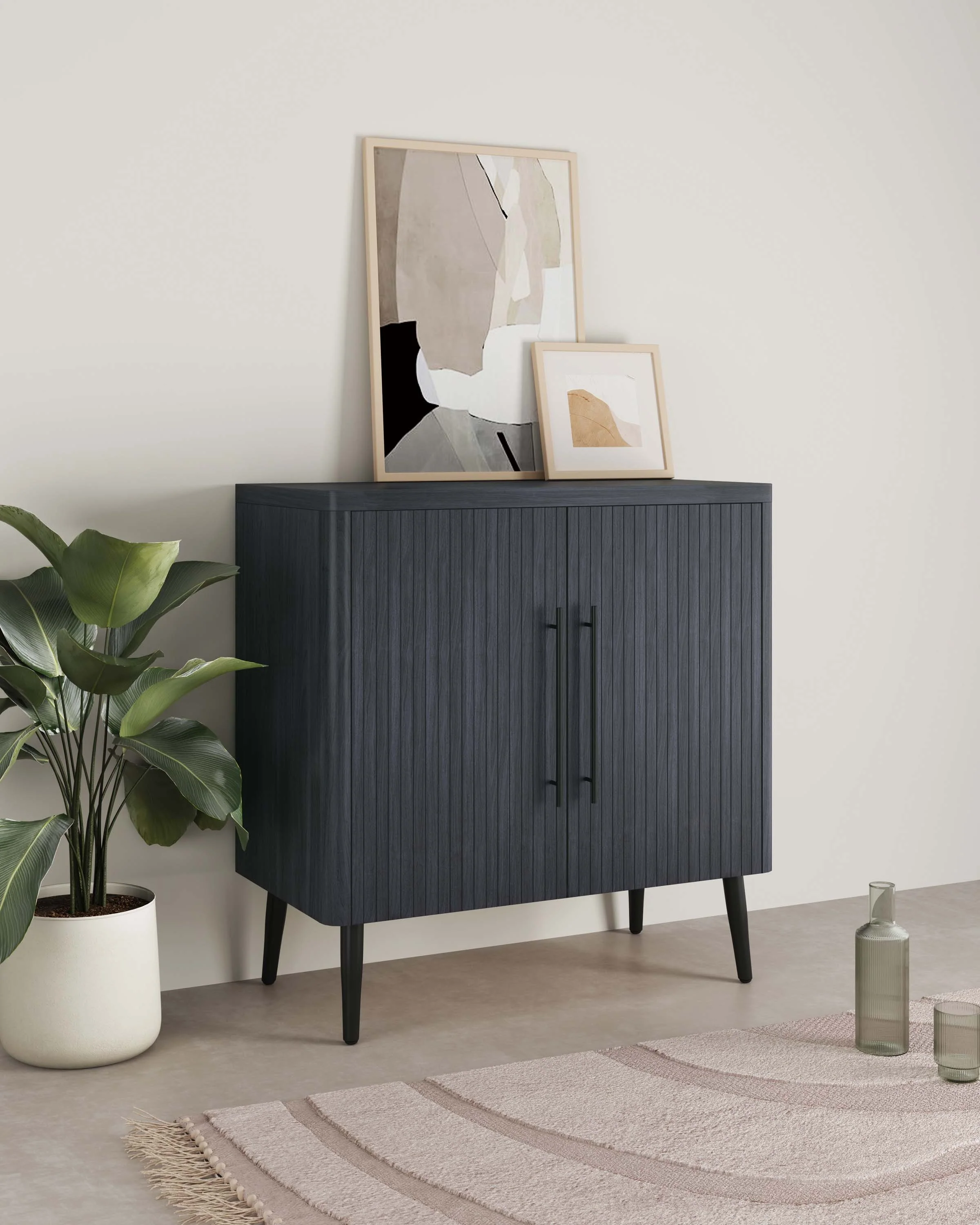 Jodie 31' Fluted Accent Cabinet in Charcoal Gray - Image 2