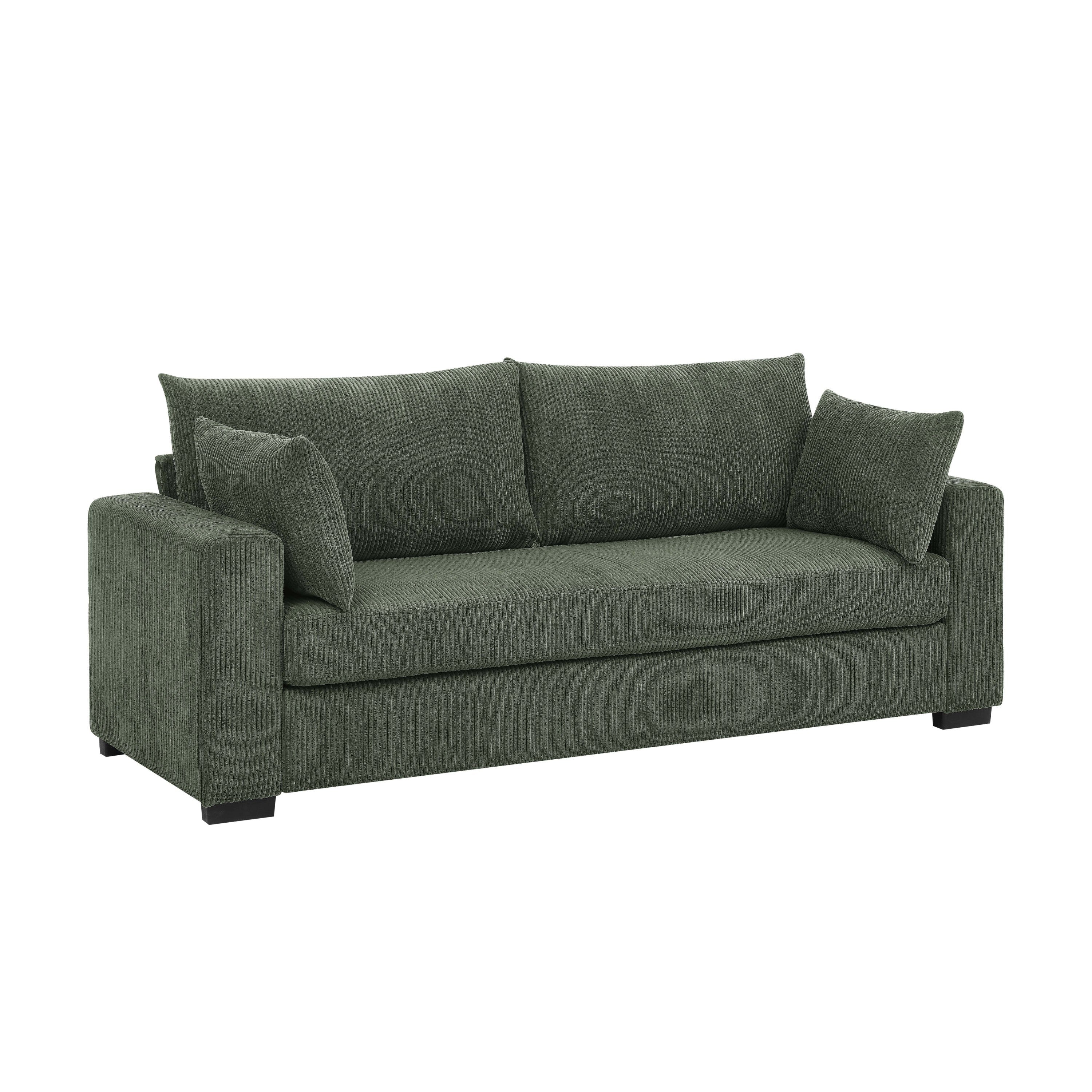Walker Edison | Coastal Green Corduroy Loveseat Cloud Sofa - Image 3