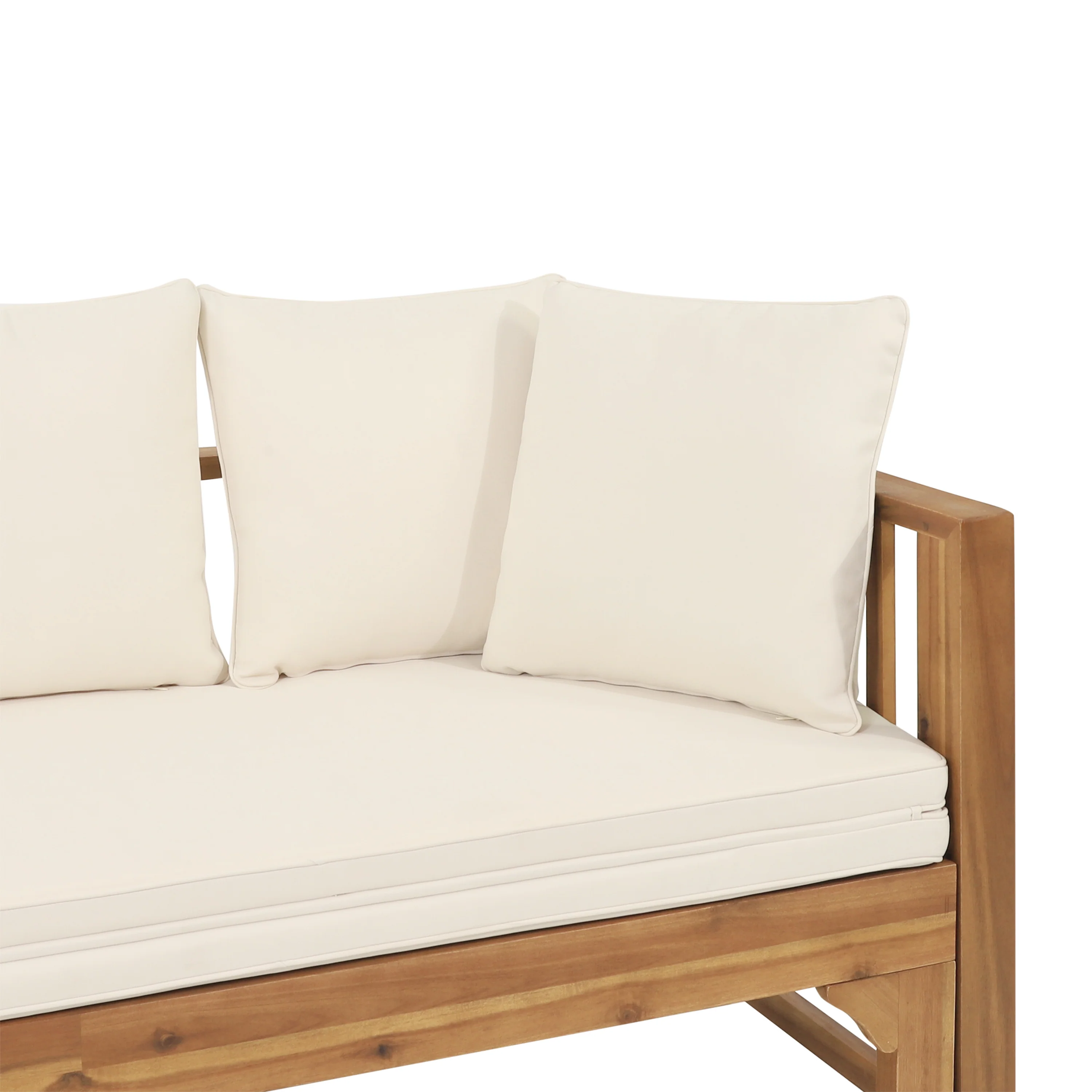 Walker Edison | Acacia Wood Outdoor Extendable Sofa into Daybed - Image 13