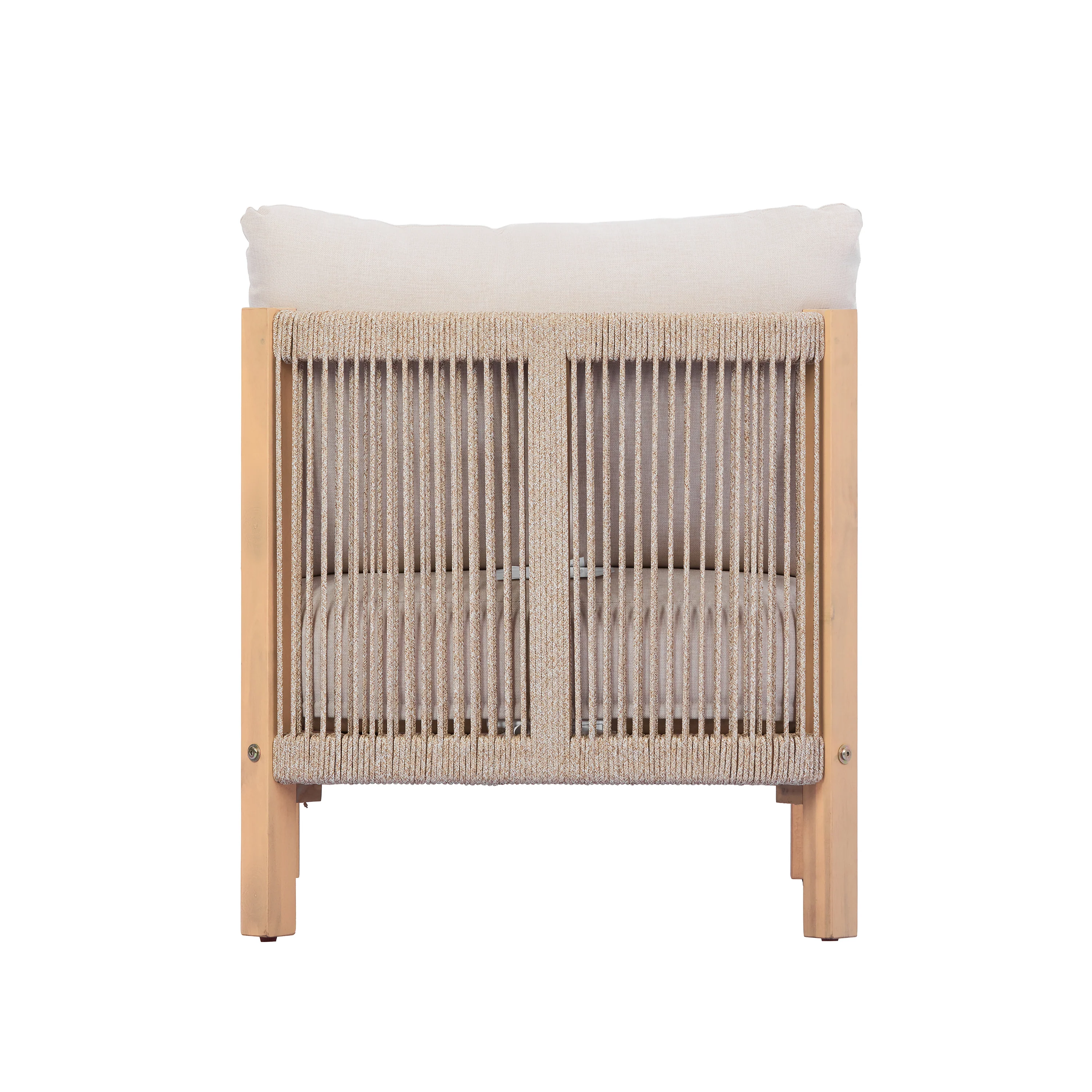 Acacia Wood Rope Woven 5-Piece Outdoor Sofa Accent Chair Set for 8 - Image 10