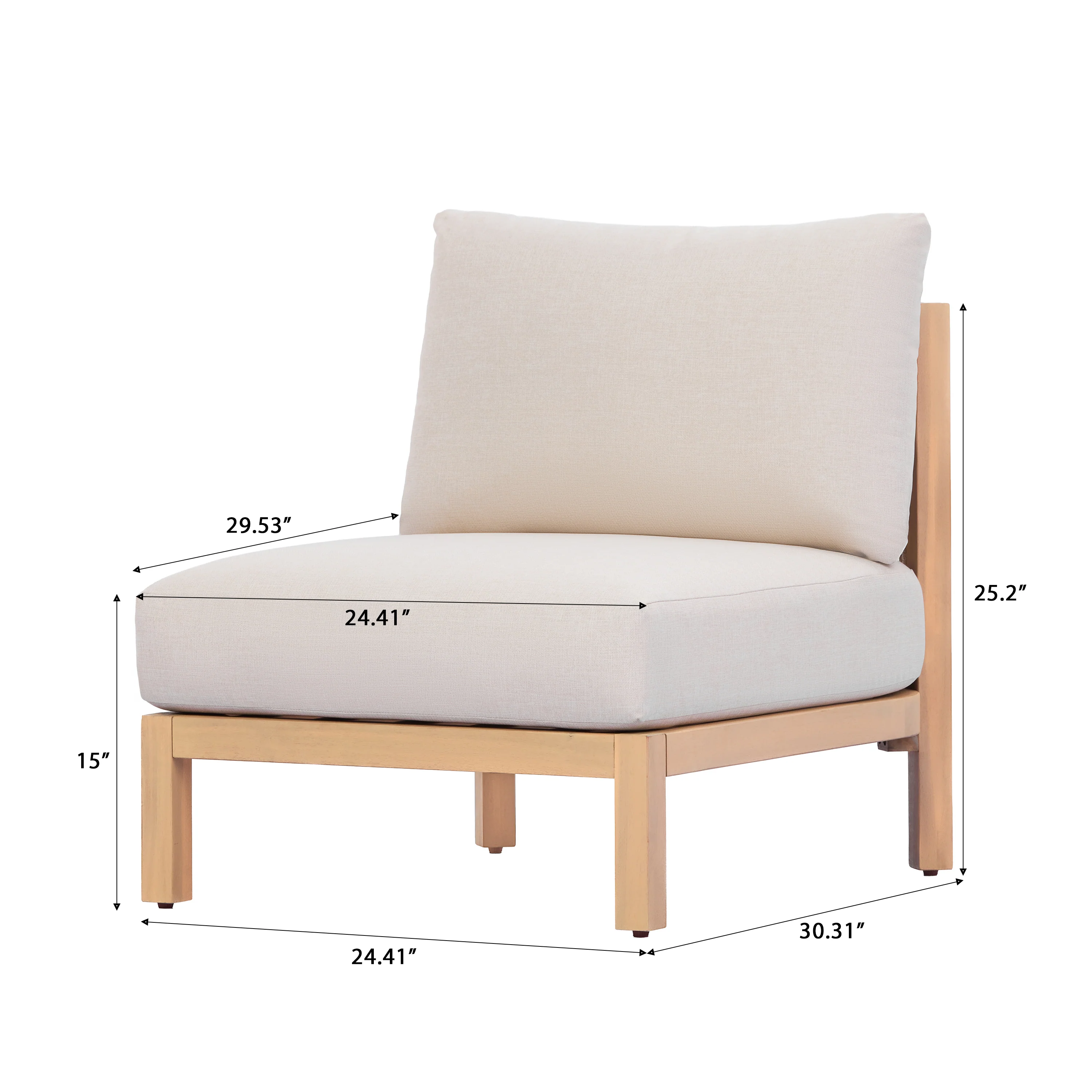 Acacia Wood Rope Woven 5-Piece Outdoor Sofa Accent Chair Set for 8 - Image 3