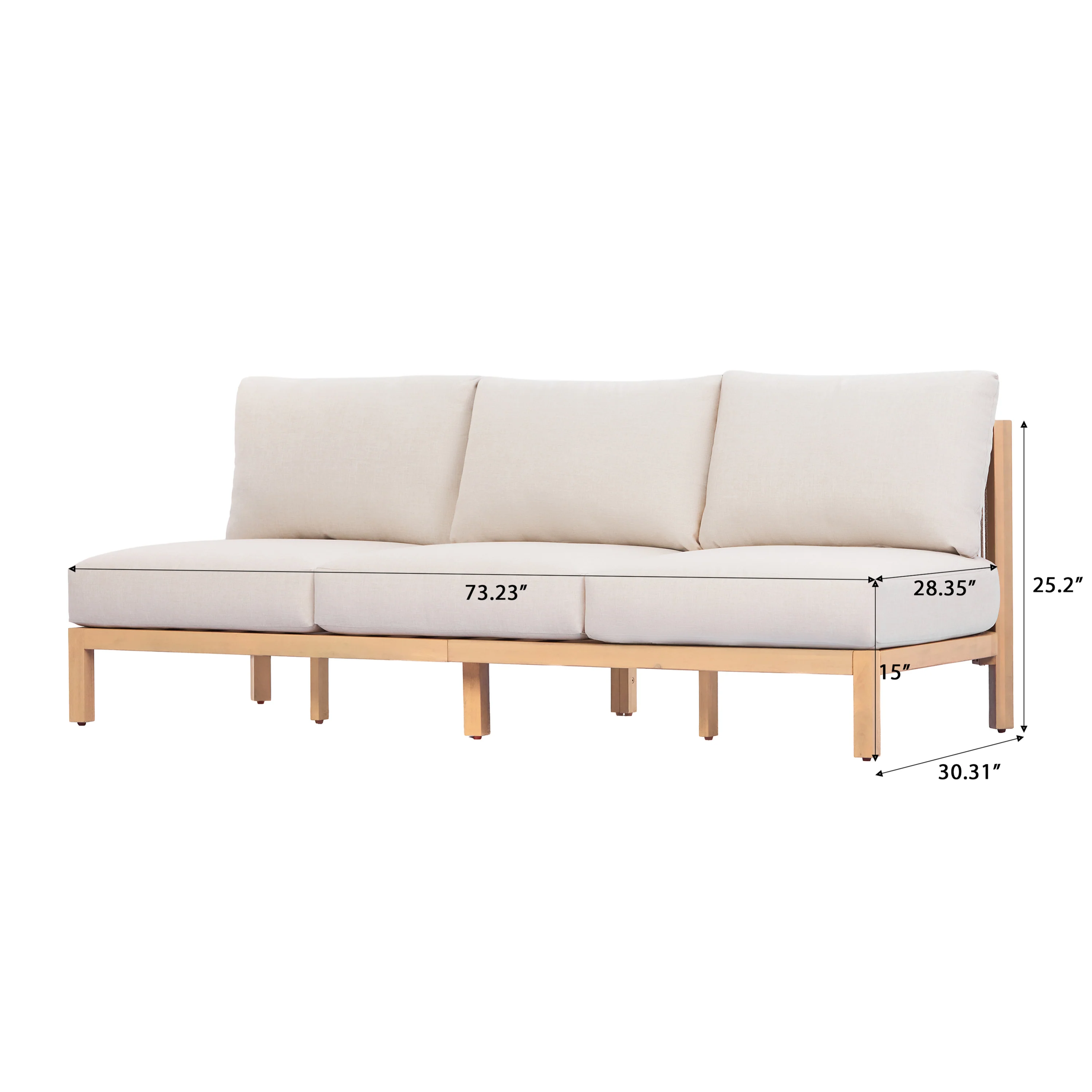 Acacia Wood Rope Woven 5-Piece Outdoor Sofa Accent Chair Set for 8 - Image 4