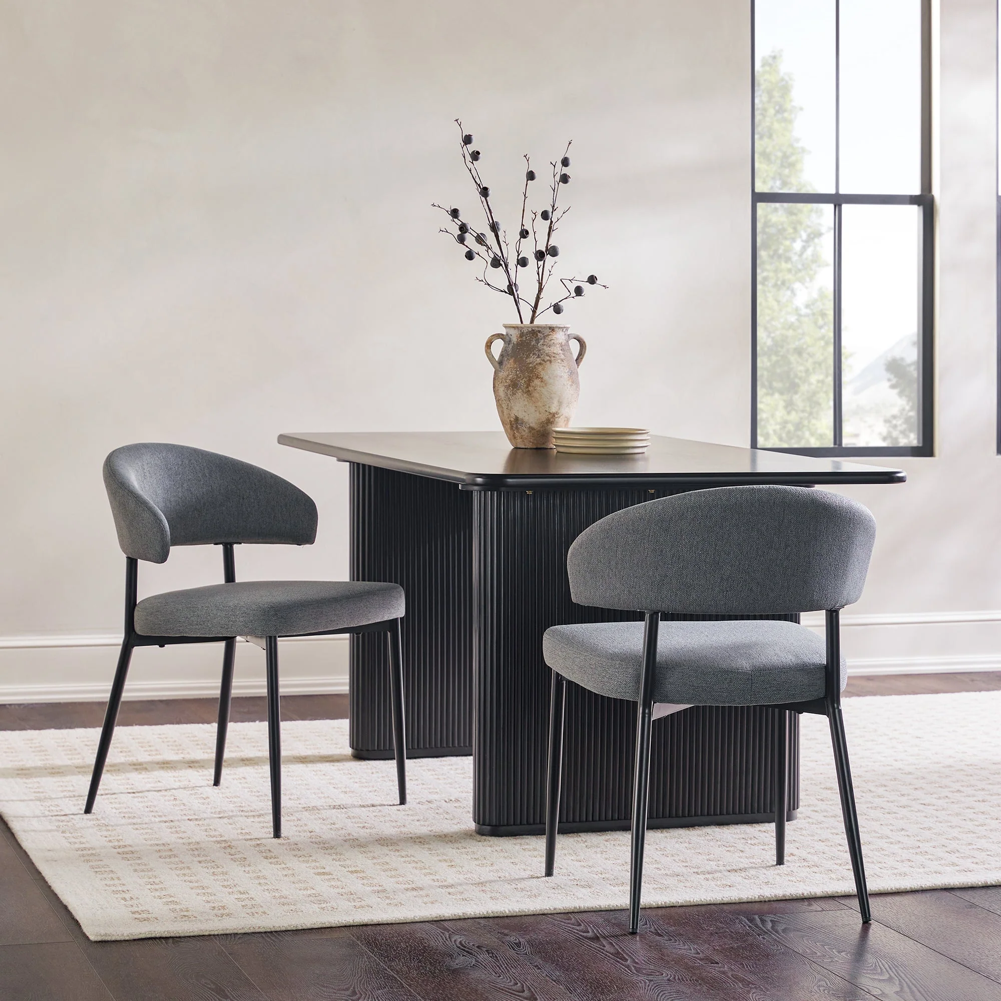 Alexis Modern Upholstered Curved Dining Chair, set of 2 - Image 4