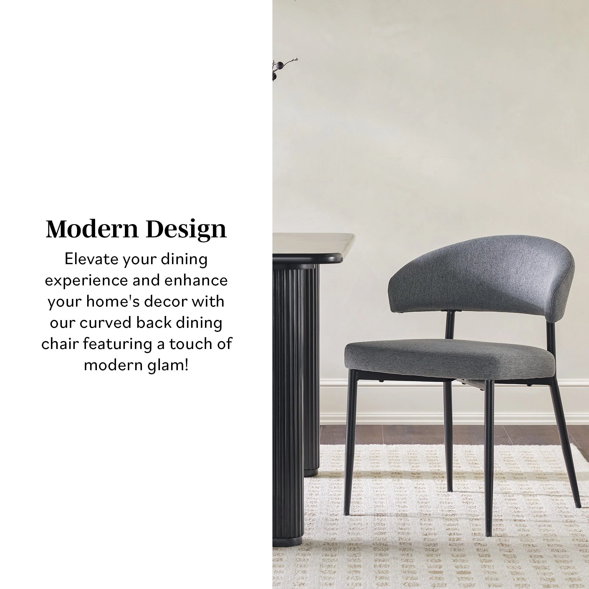 Alexis Modern Upholstered Curved Dining Chair, set of 2 - Image 7