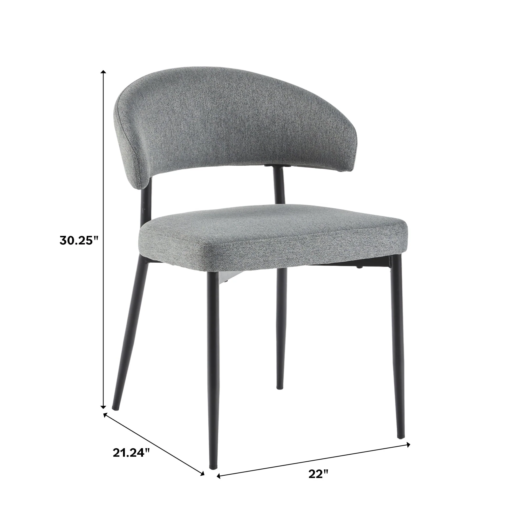 Alexis Modern Upholstered Curved Dining Chair, set of 2 - Image 9