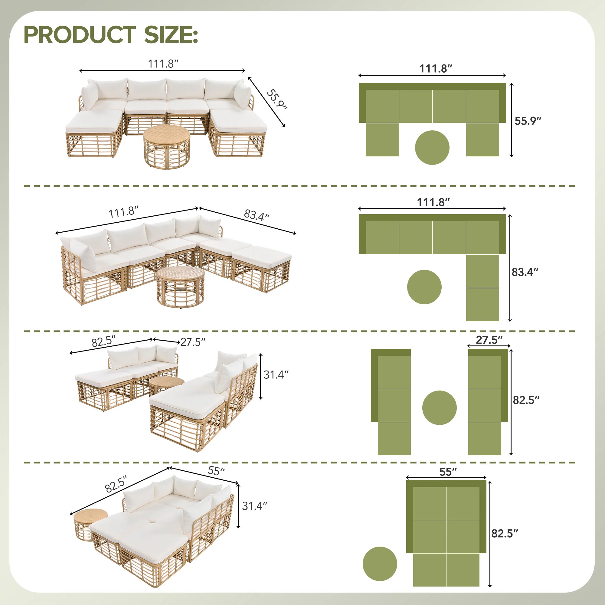 Walker Edison | All-Weather Rattan 7 Piece Outdoor Patio Furniture Set - Image 10