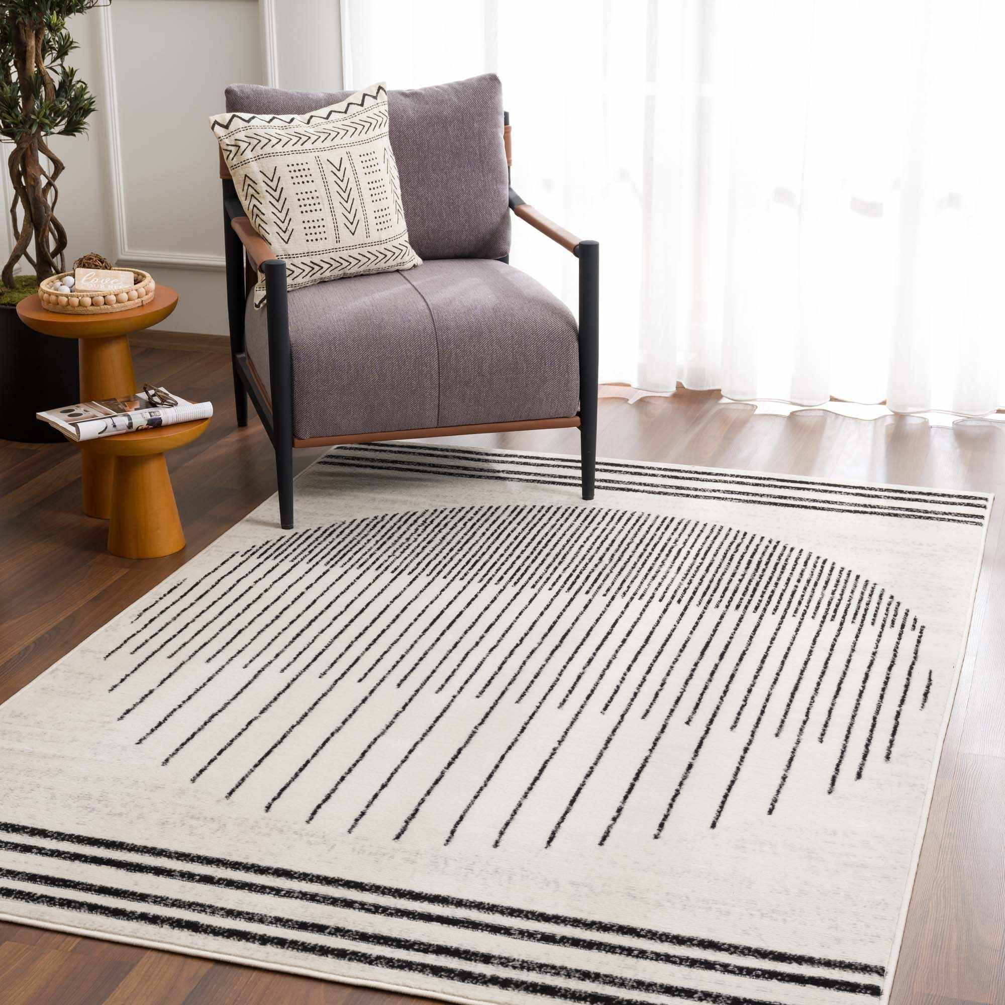 Boutique Rugs - Angus Black&White Geometric Area Rug - Image 5
