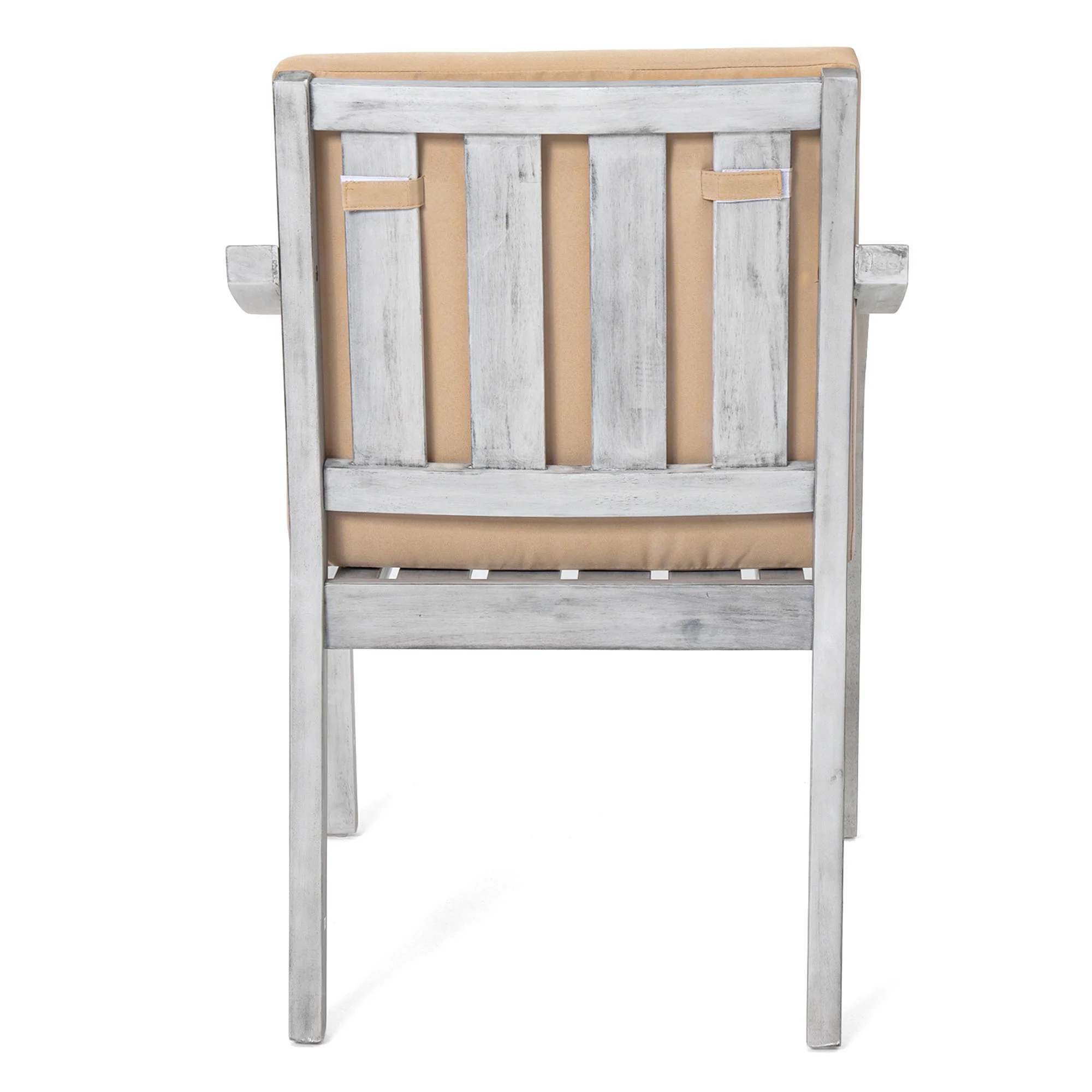 Antique Gray Acacia Wood Outdoor Dining Set 6-Person with Cushions - Image 55
