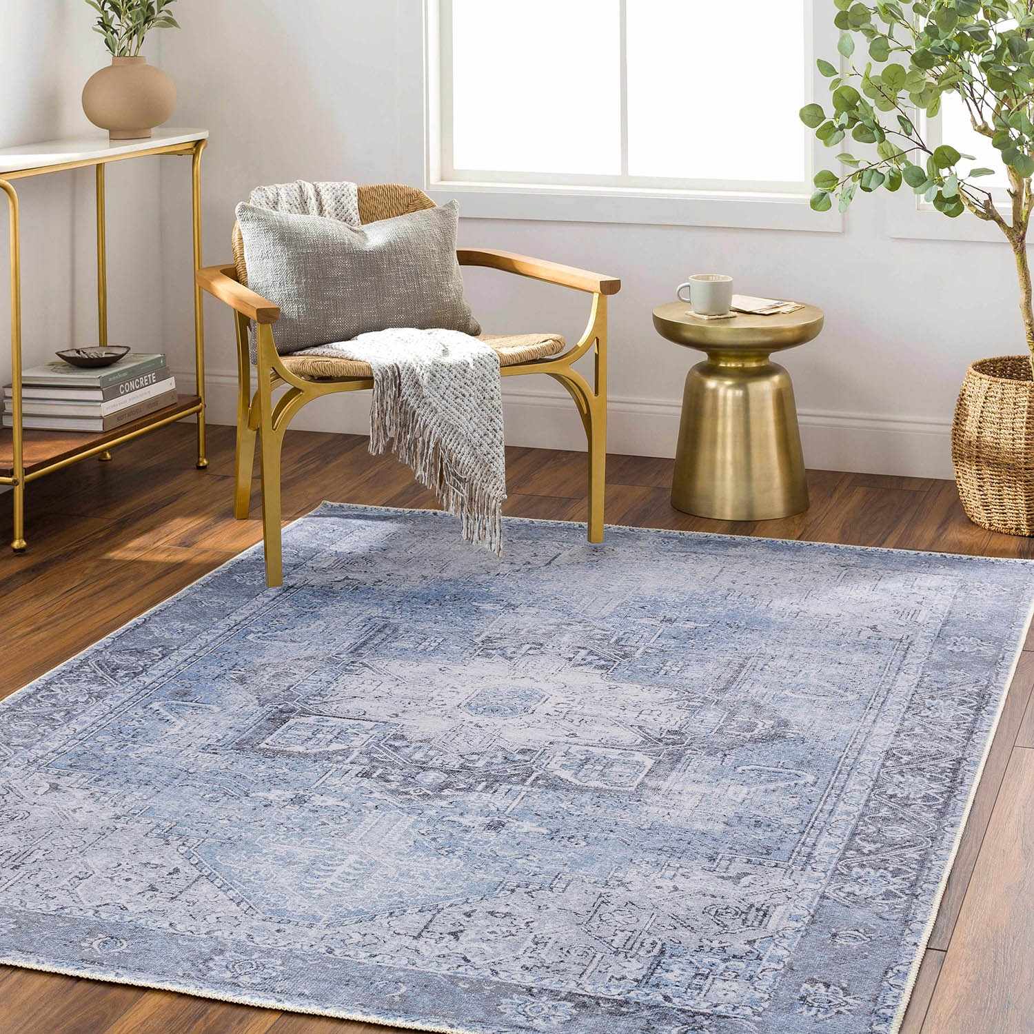 Boutique Rugs - Aqua Rosman Washable Runner & Area Rug - Image 10