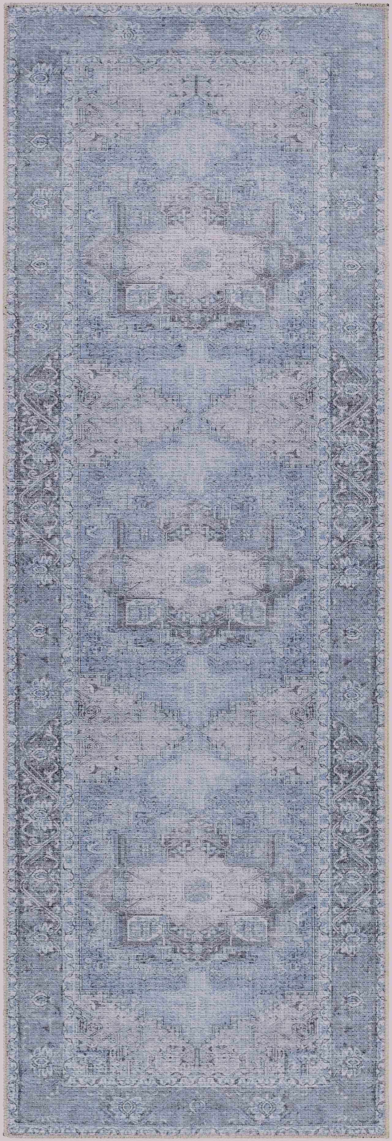 Boutique Rugs - Aqua Rosman Washable Runner & Area Rug - Image 3