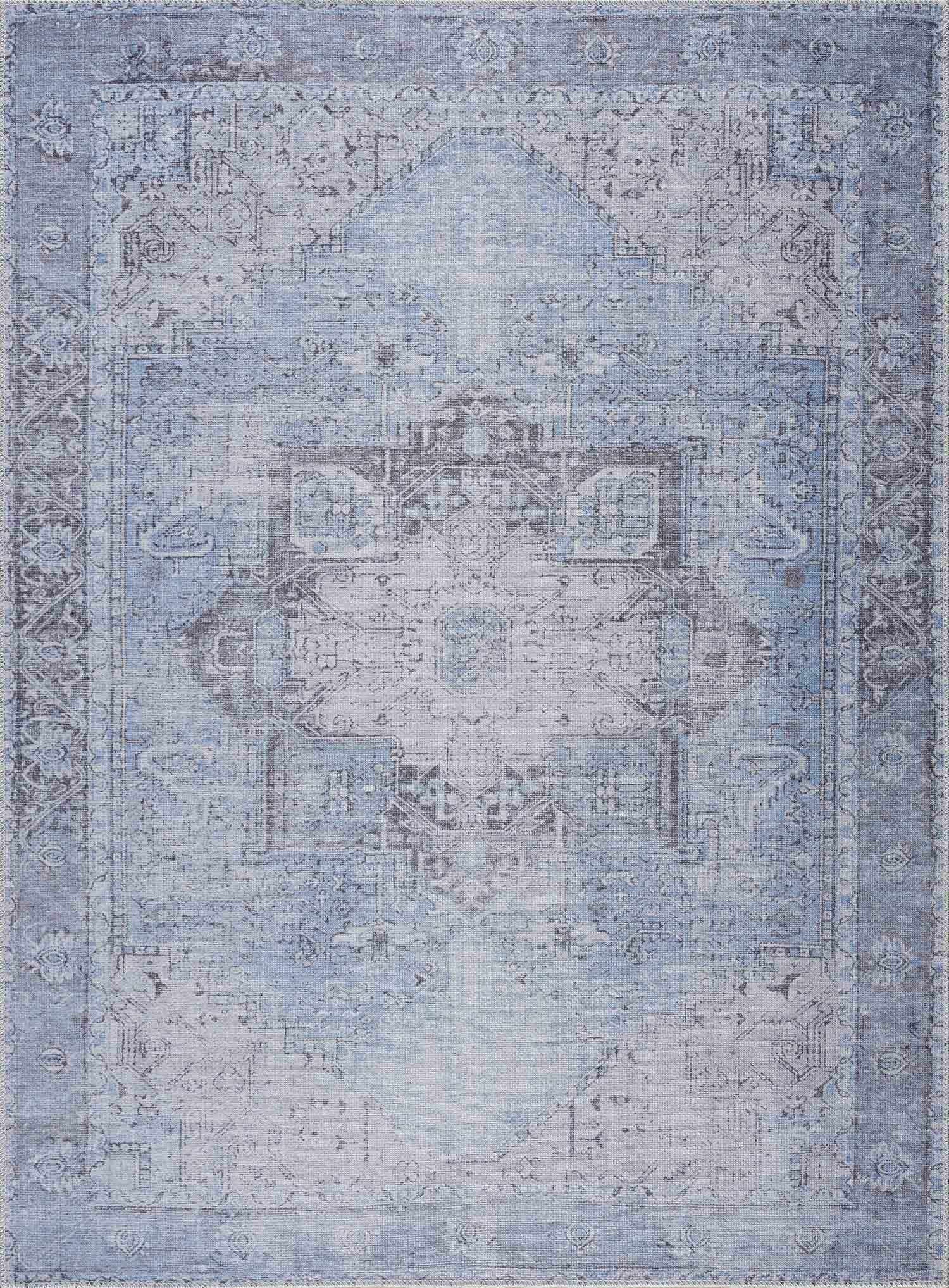 Boutique Rugs - Aqua Rosman Washable Runner & Area Rug - Image 4