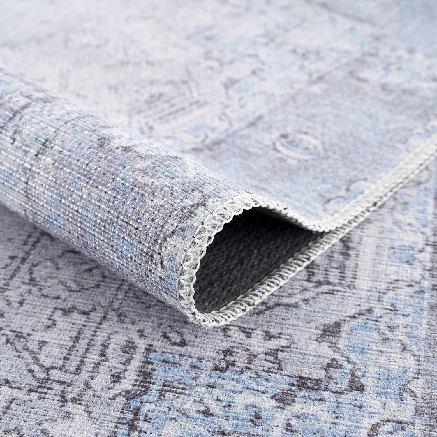 Boutique Rugs - Aqua Rosman Washable Runner & Area Rug - Image 6