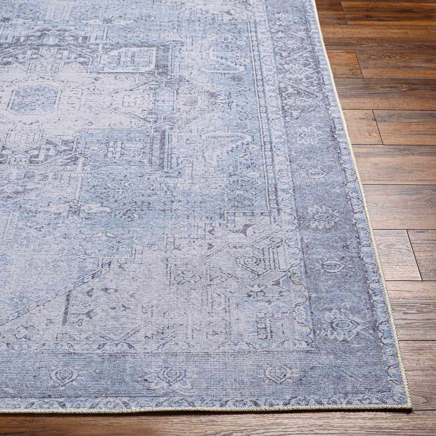 Boutique Rugs - Aqua Rosman Washable Runner & Area Rug - Image 8
