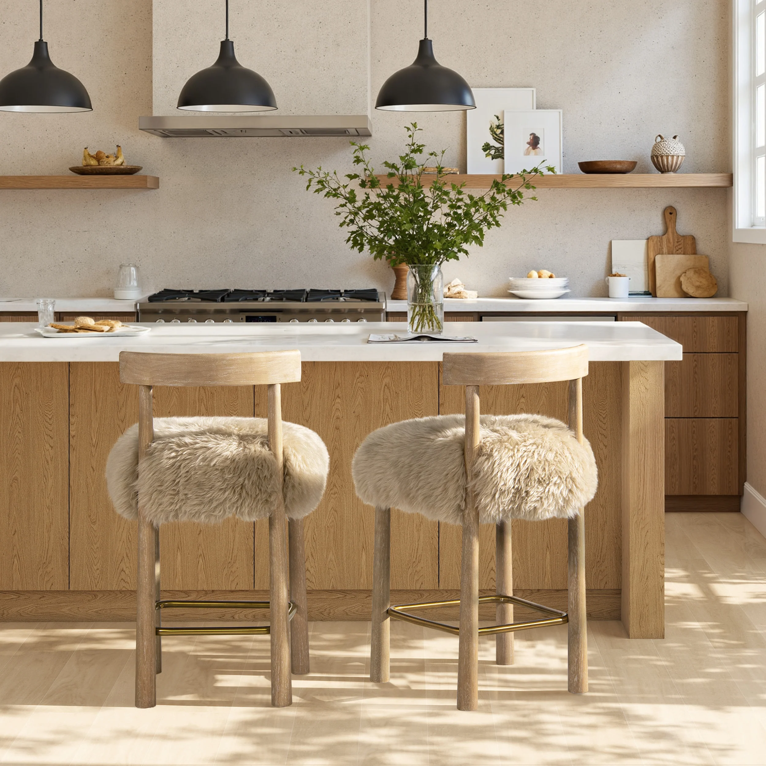 Arden 27.5 Genuine Fur Counter Height Bar Stool - Image 3