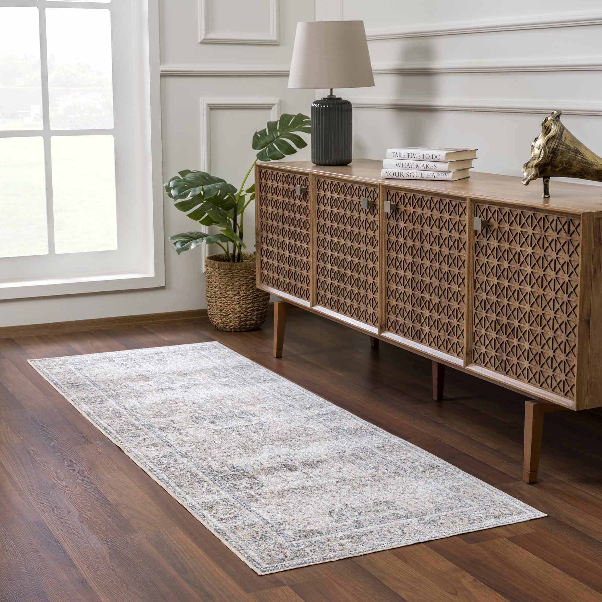 Boutique Rugs - Arias Cream & Blue Washable Area Rug - Image 3