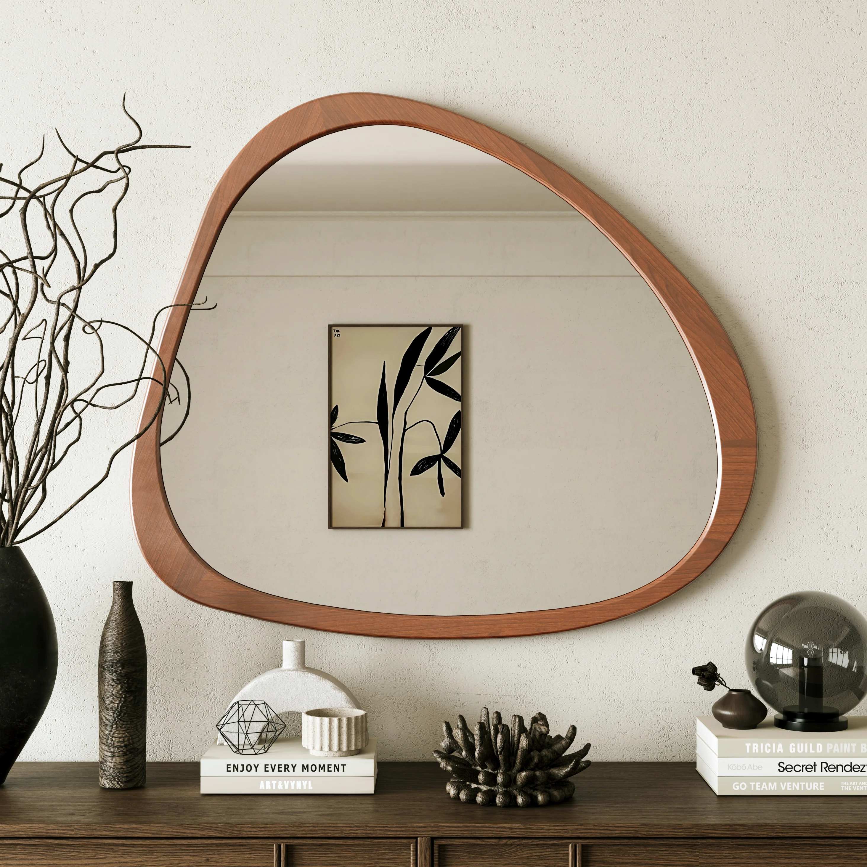 Walker Edison | Asymmetrical Wooden 45" Wall Mirror