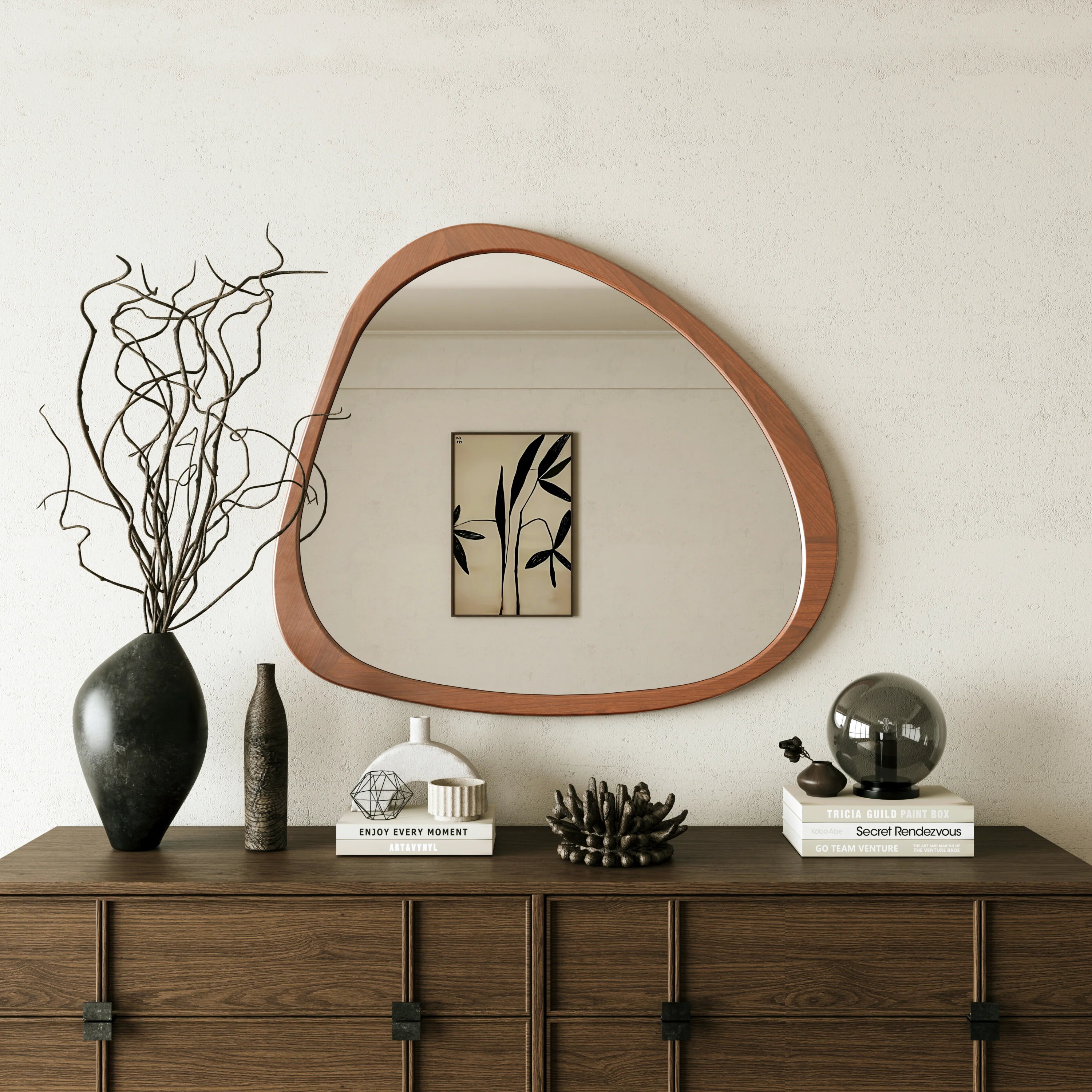 Walker Edison | Asymmetrical Wooden 45" Wall Mirror - Image 2
