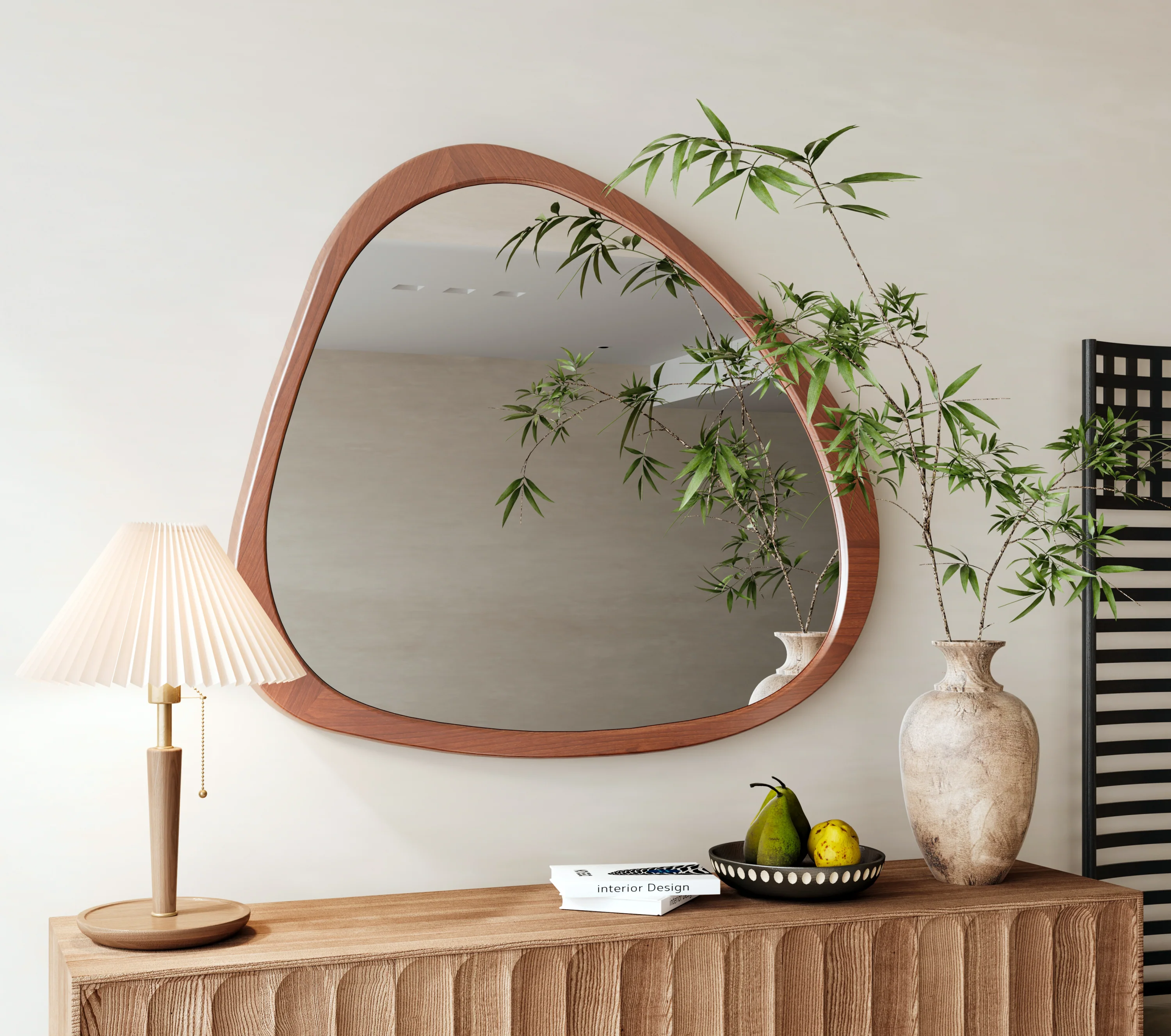 Walker Edison | Asymmetrical Wooden 45" Wall Mirror - Image 3