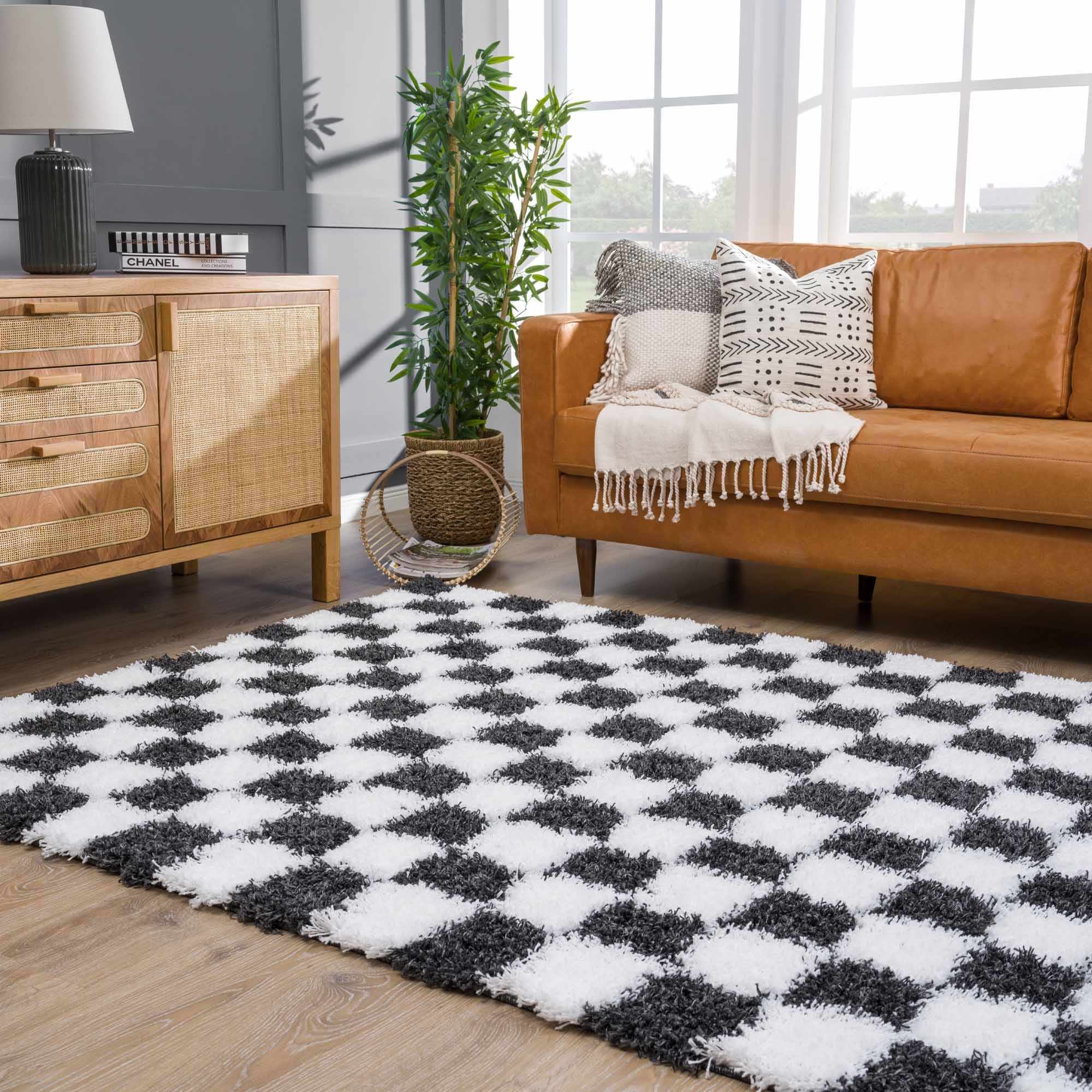 Boutique Rugs - Atira Black & White Checkered Area Rug - Image 15