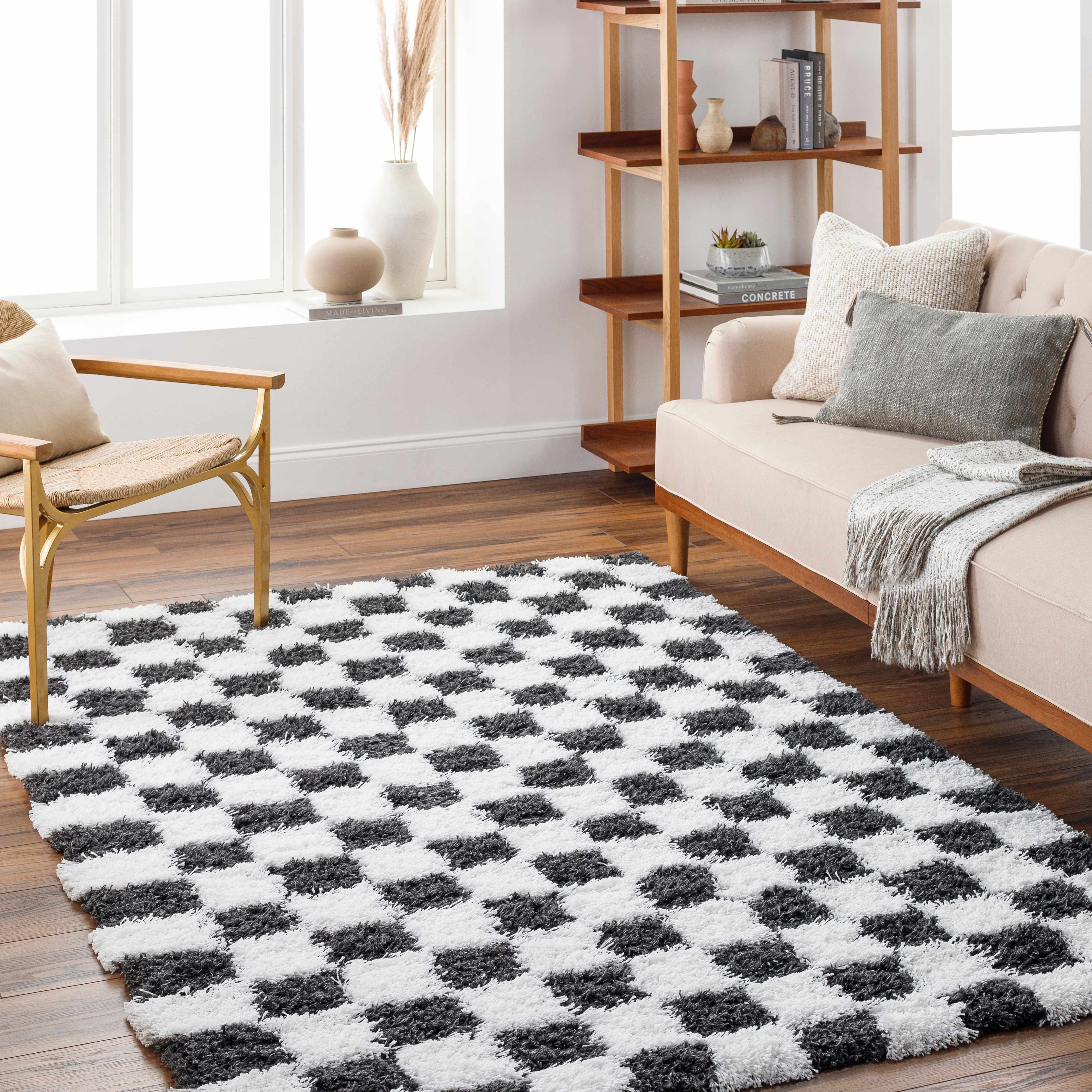 Boutique Rugs - Atira Black & White Checkered Area Rug - Image 4