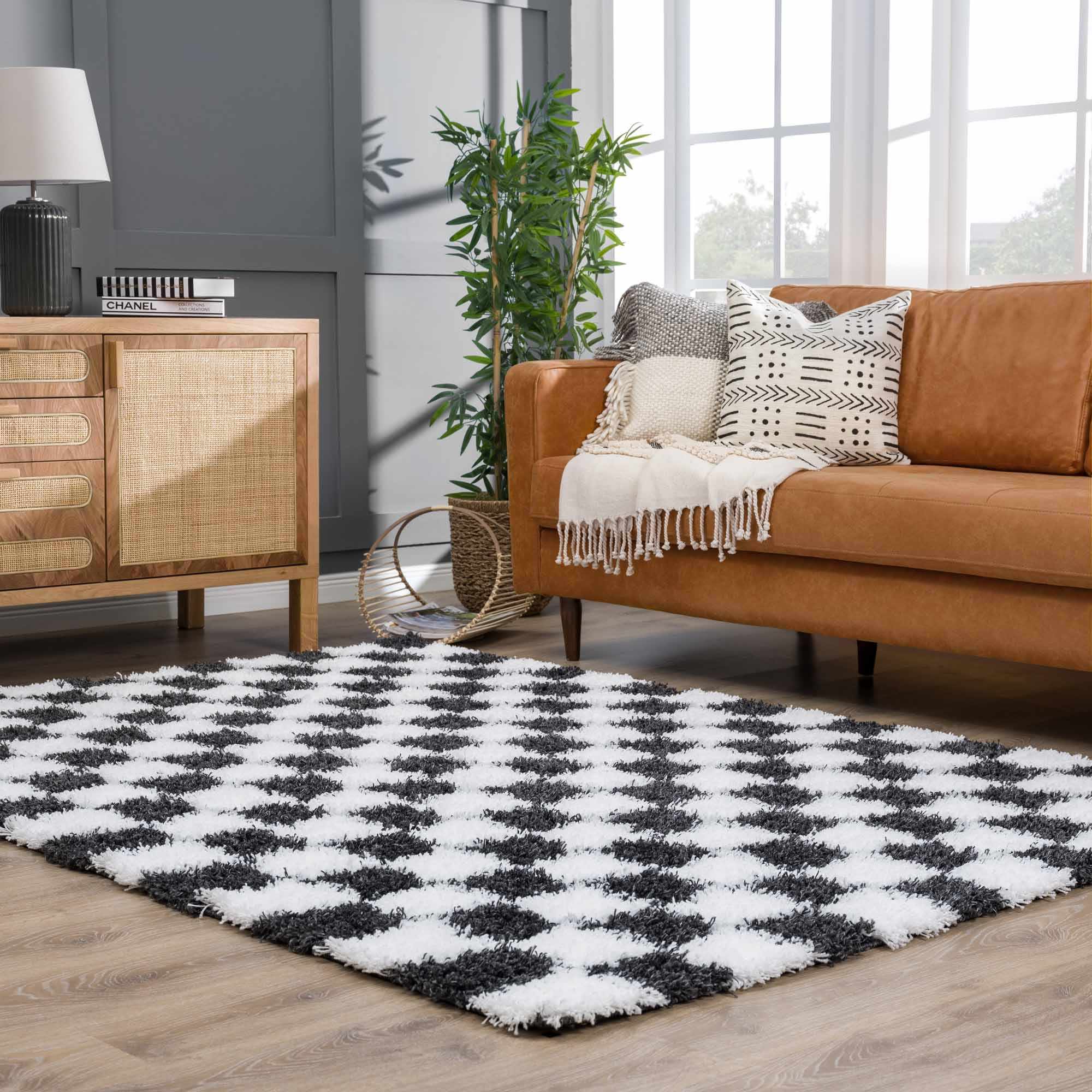 Boutique Rugs - Atira Black & White Checkered Area Rug - Image 5