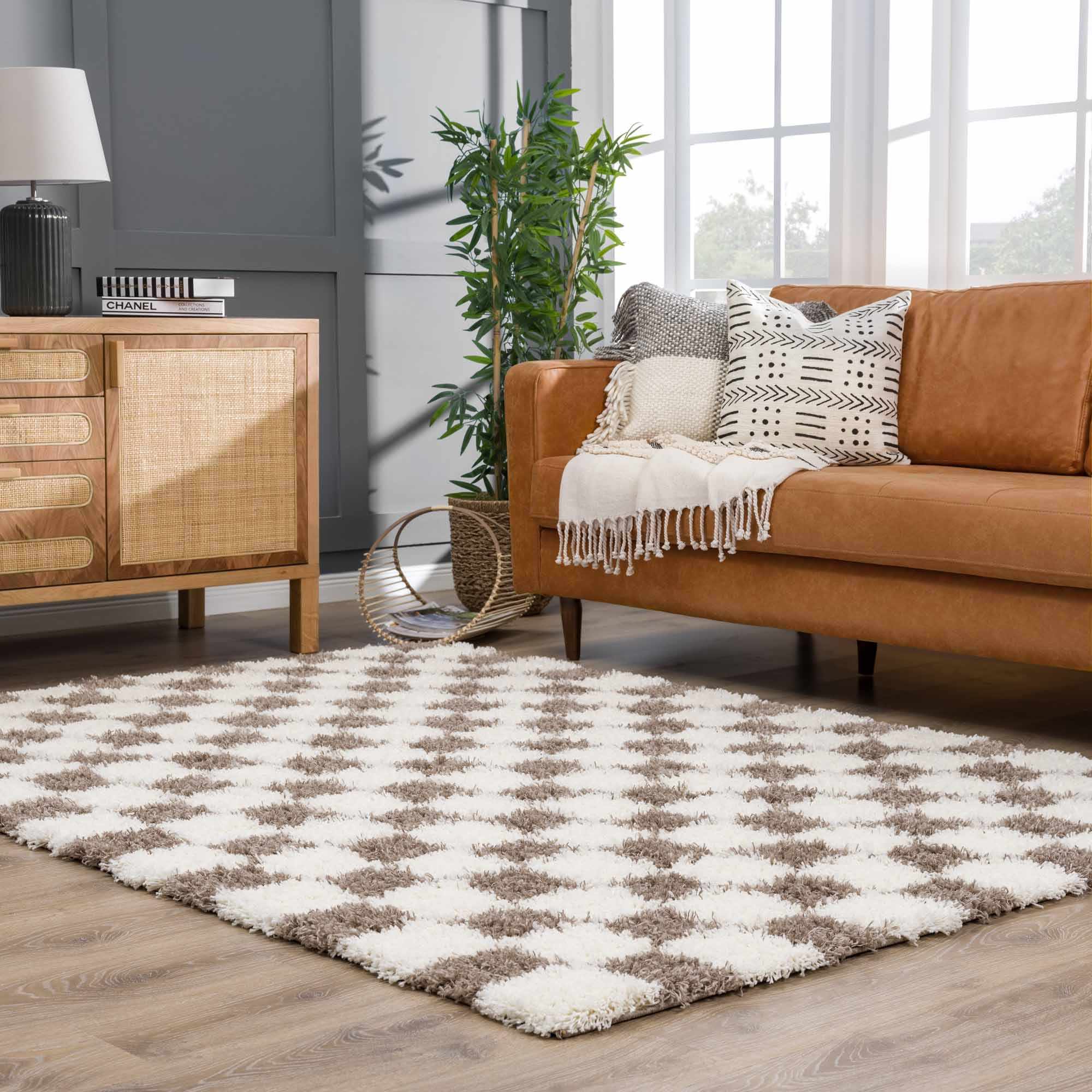 Boutique Rugs - Atira Brown Checkered Area Rug - Image 13