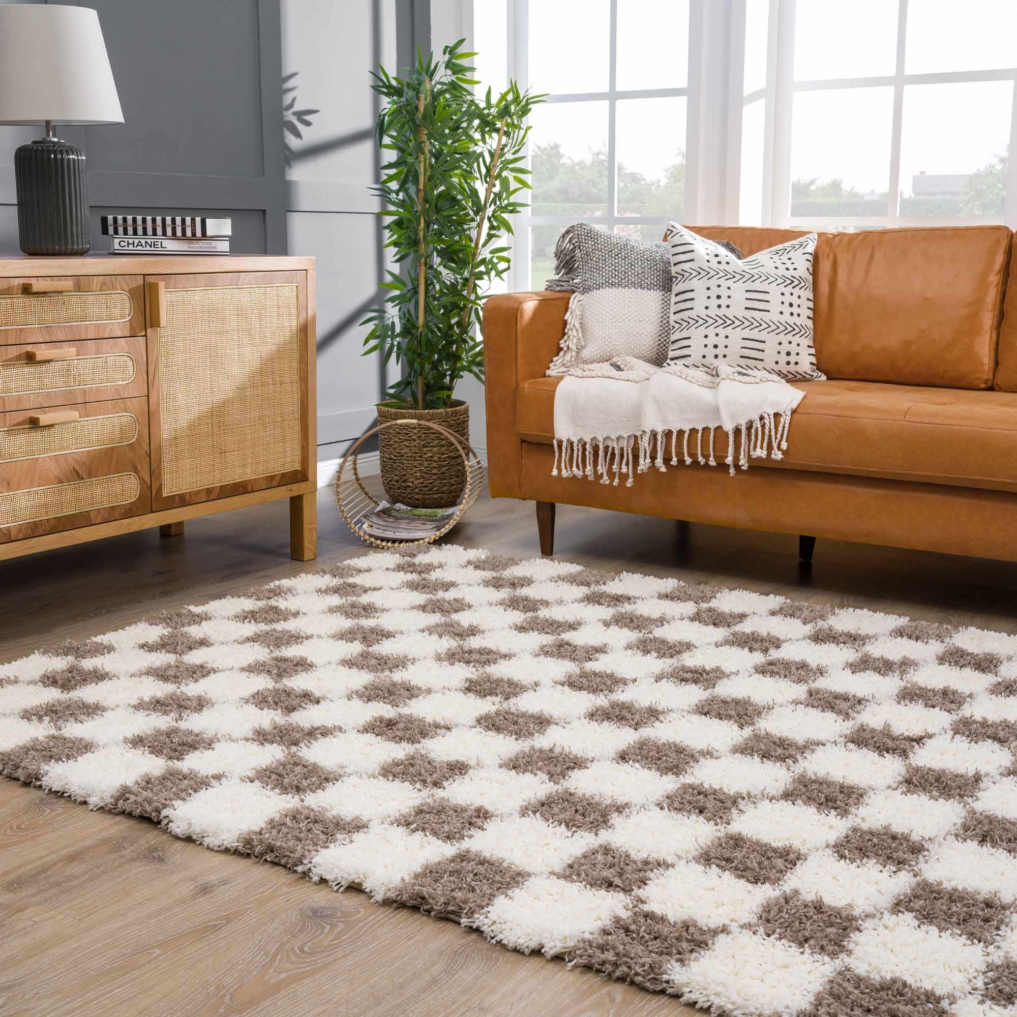 Boutique Rugs - Atira Brown Checkered Area Rug - Image 14