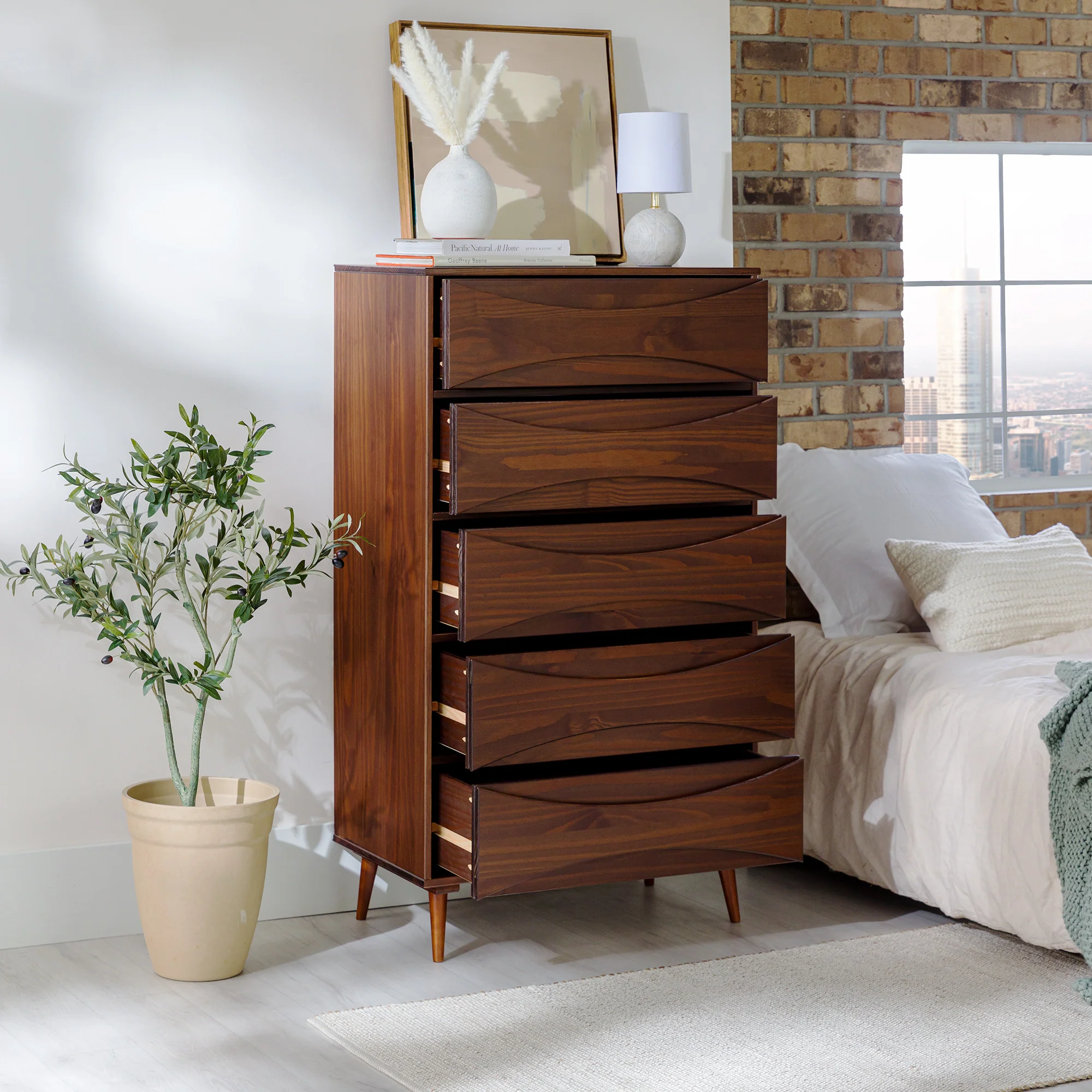 Atticus Solid Wood Mid-Century Modern Chest - Image 9