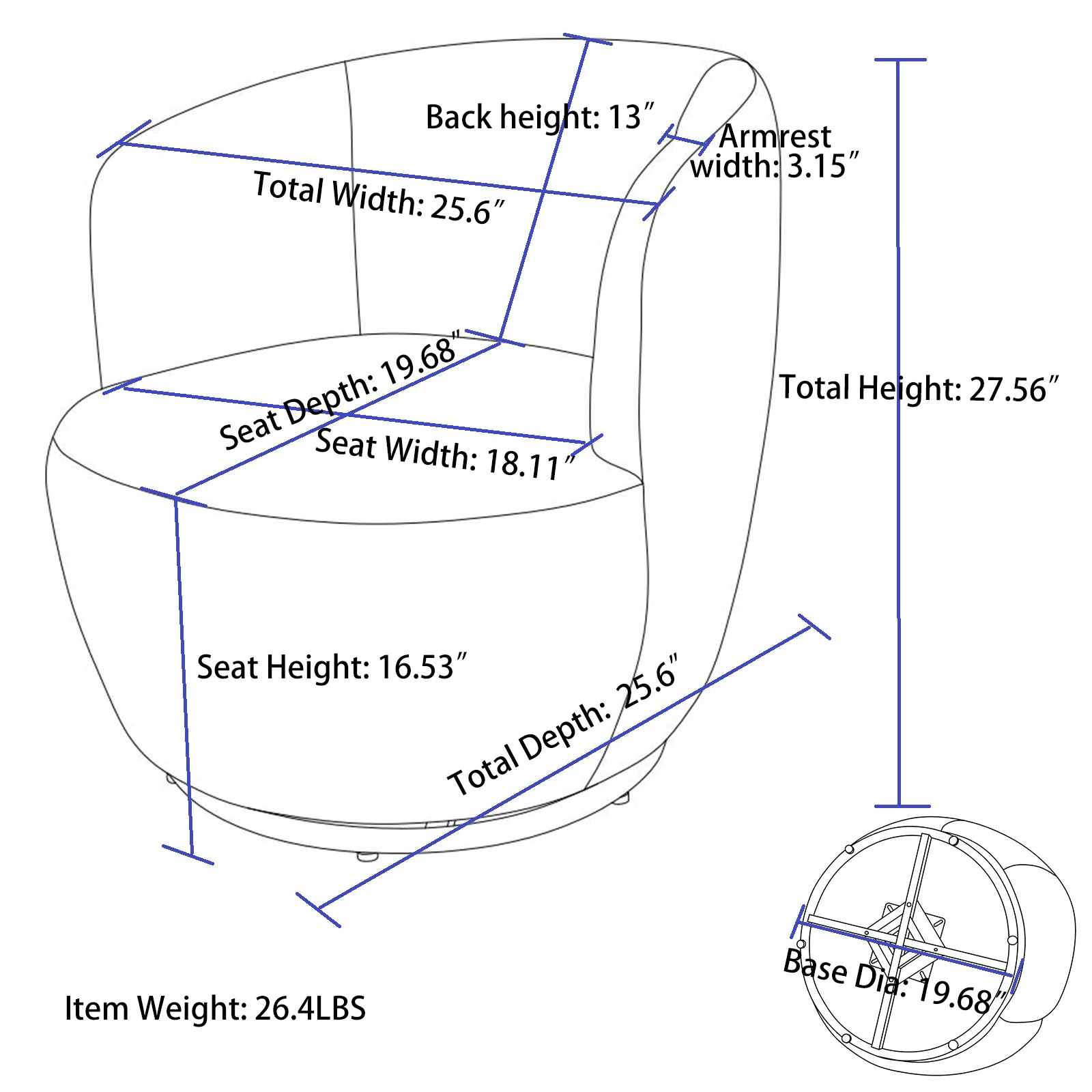 Walker Edison | Teddy Swivel Barrel Accent Armchair Chair - Image 10