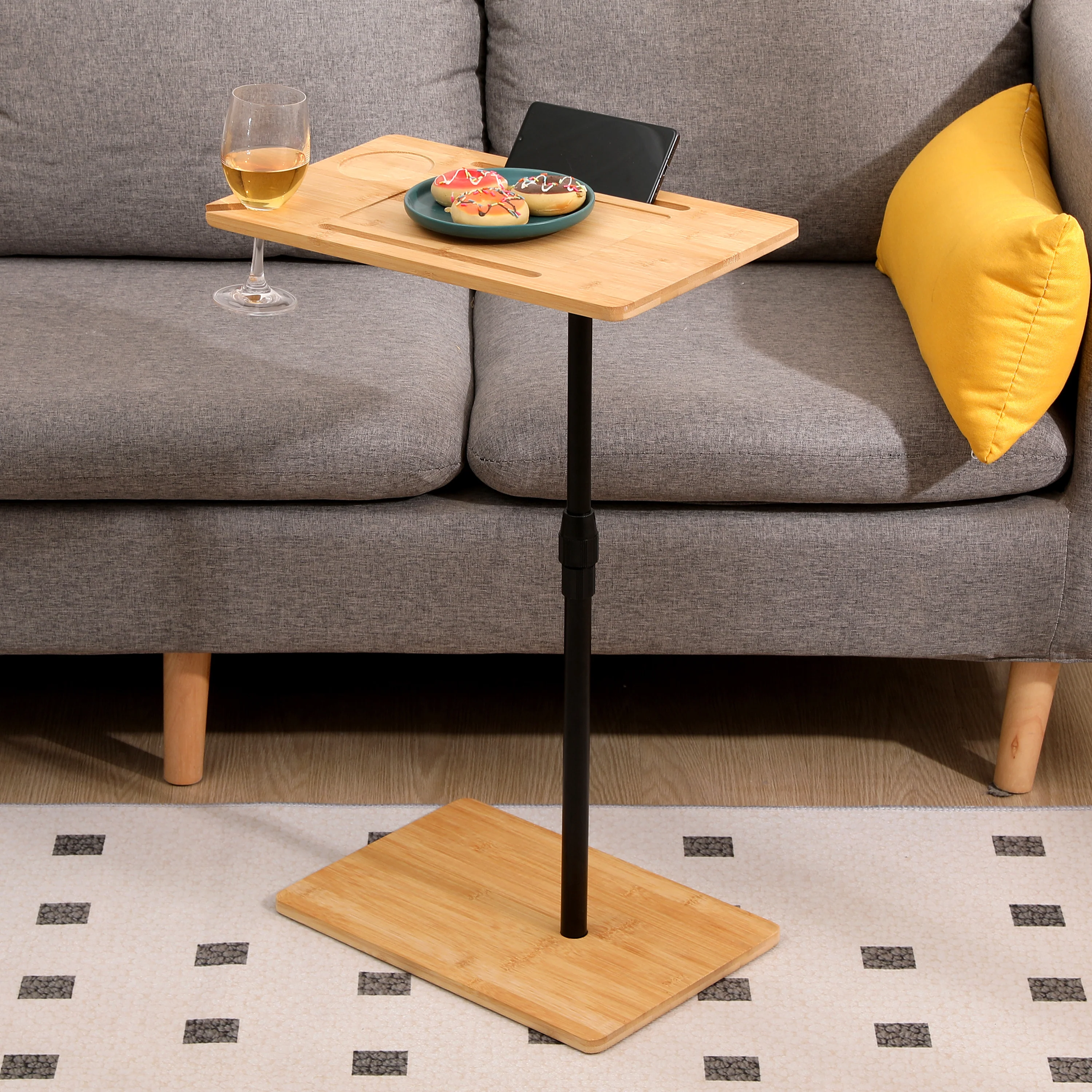 Walker Edison | Bamboo 360 Swivel Sofa Tray Table