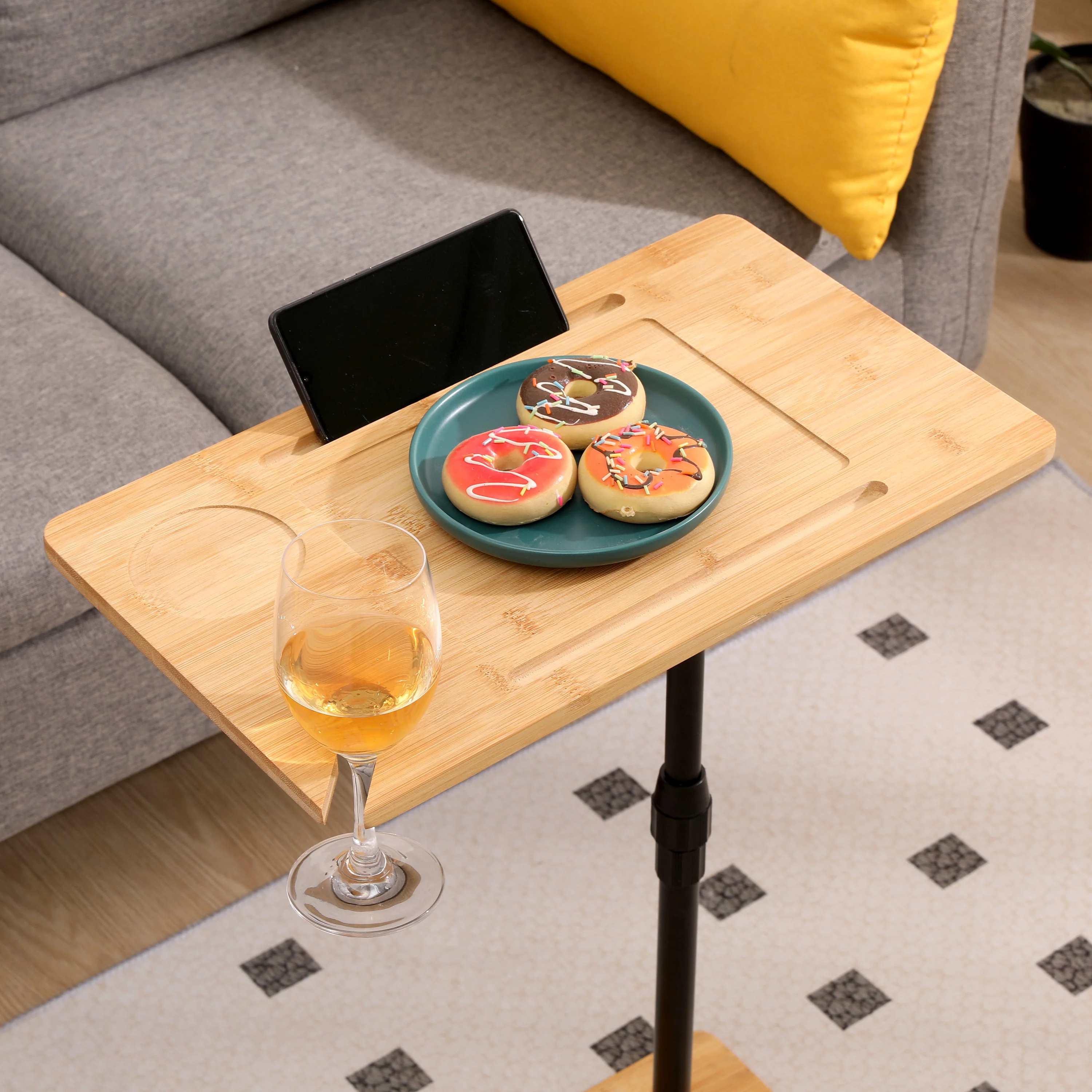 Walker Edison | Bamboo 360 Swivel Sofa Tray Table - Image 13
