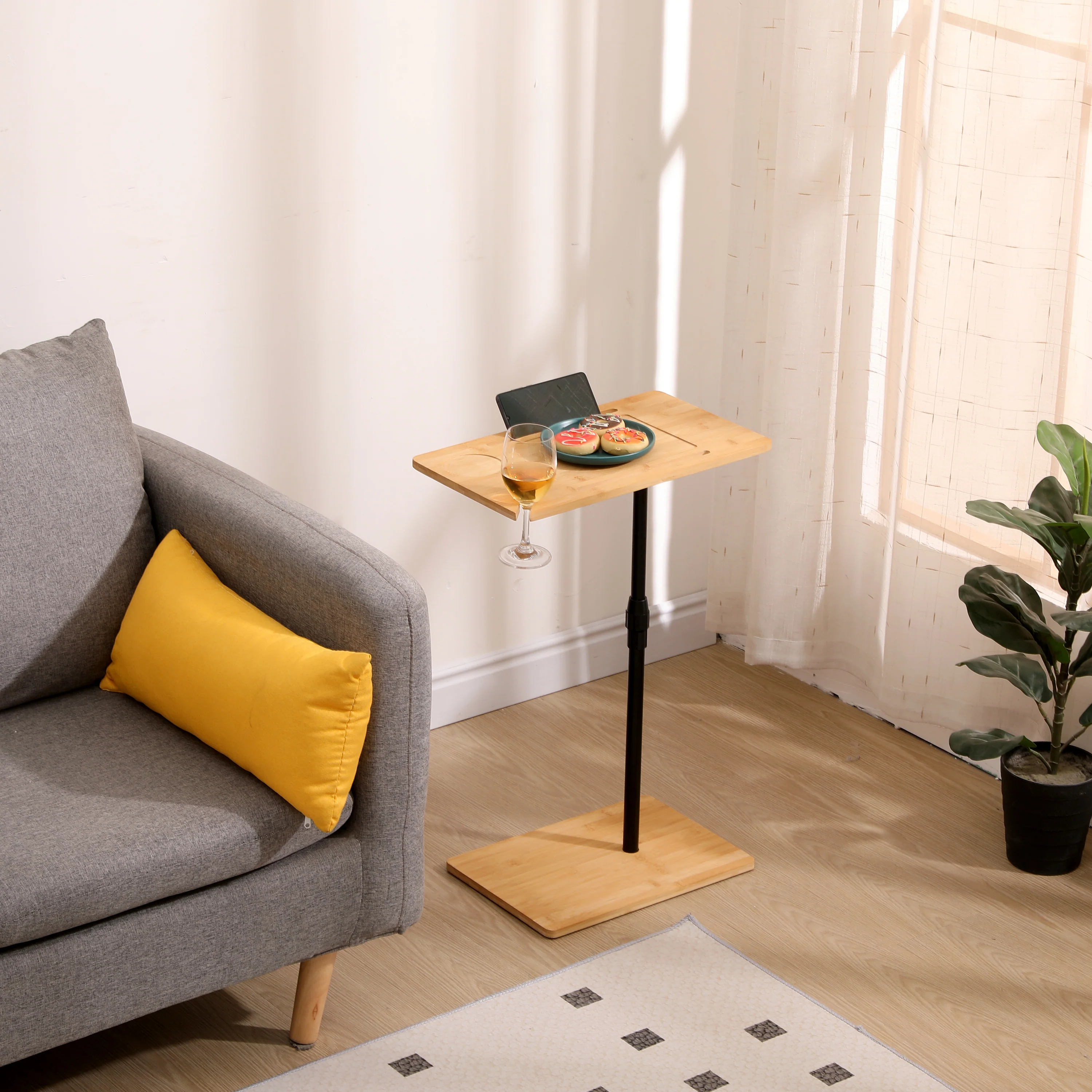 Walker Edison | Bamboo 360 Swivel Sofa Tray Table - Image 7