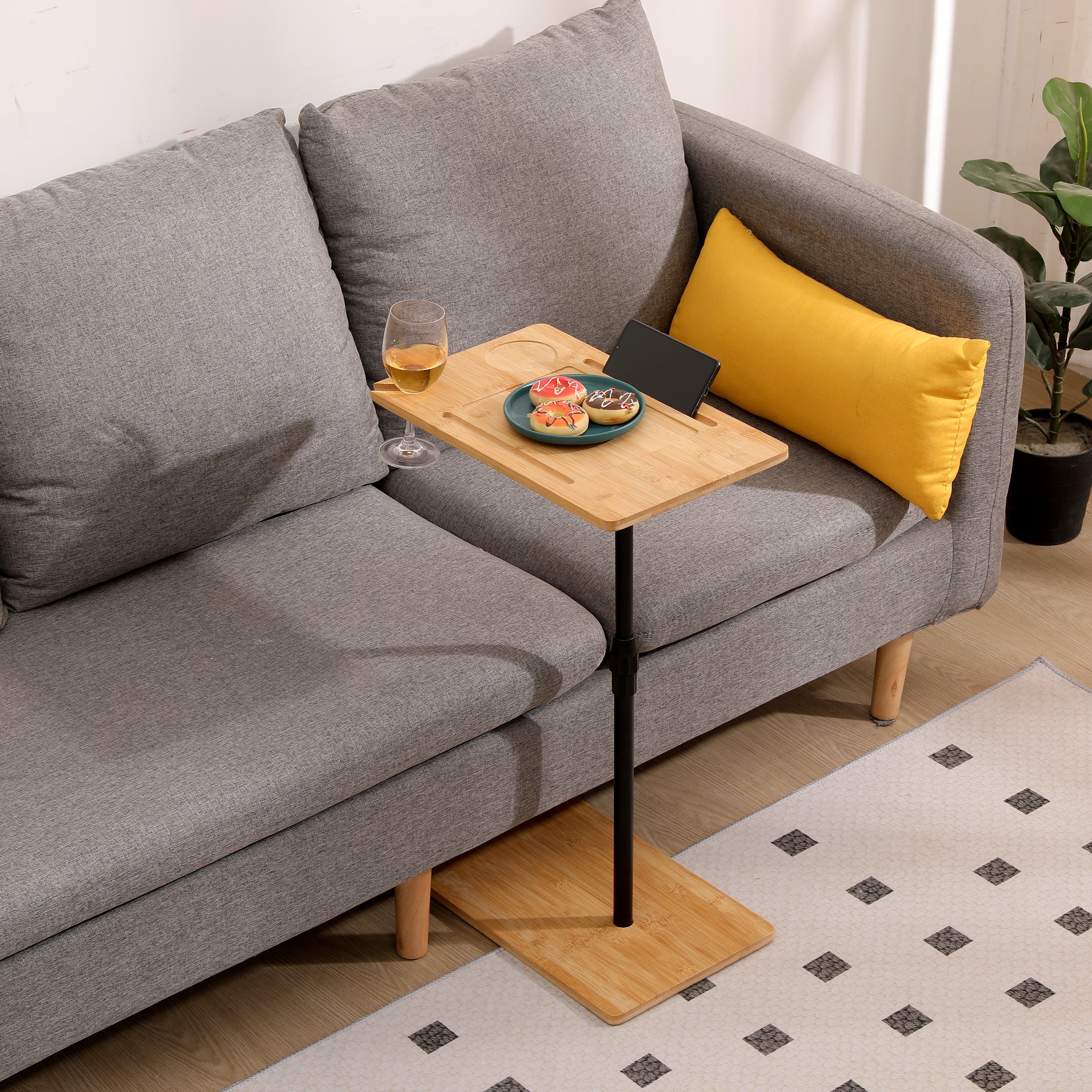 Walker Edison | Bamboo 360 Swivel Sofa Tray Table - Image 8