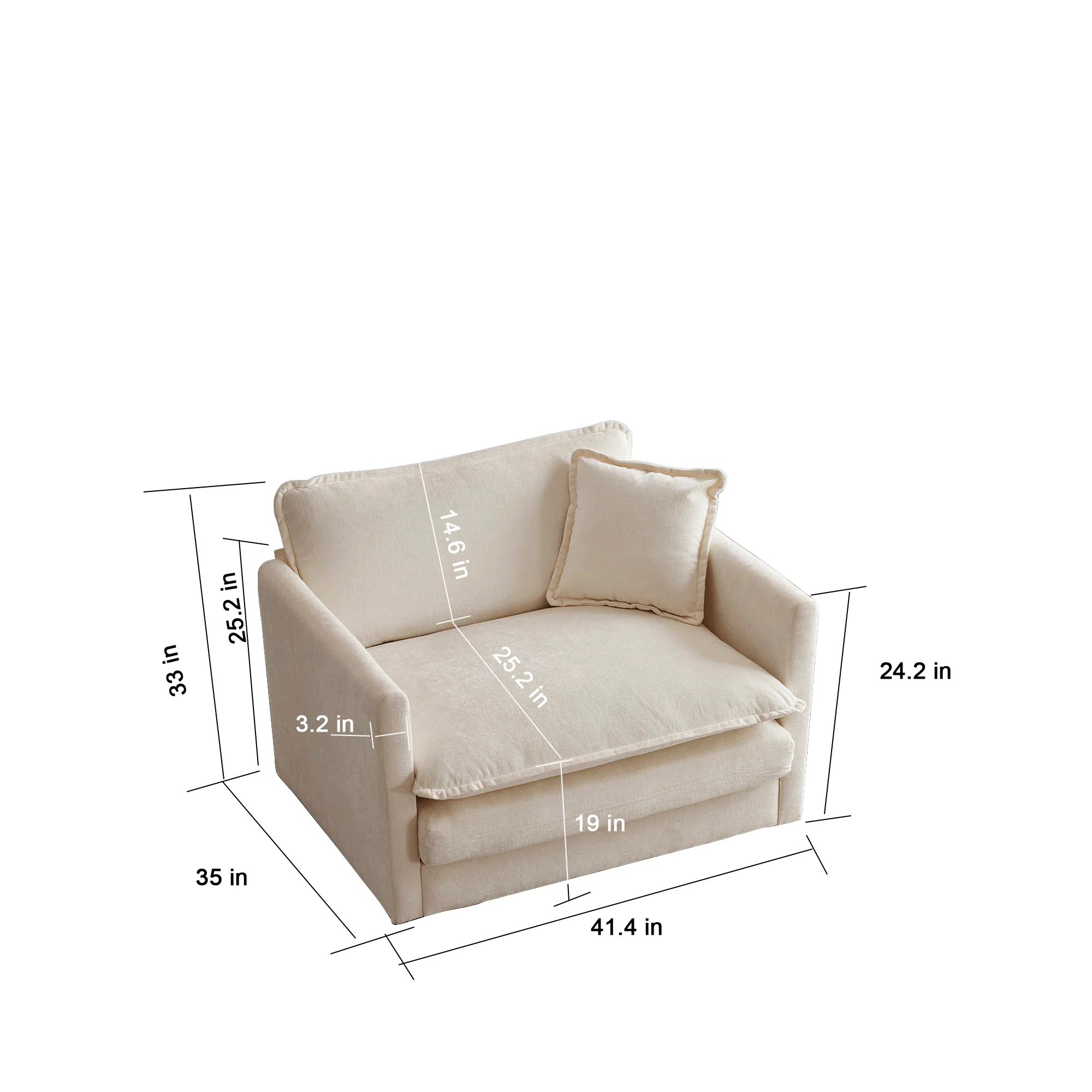 Walker Edison | Beige Chenille Cloud Accent Chair with Ottoman Set - Image 5