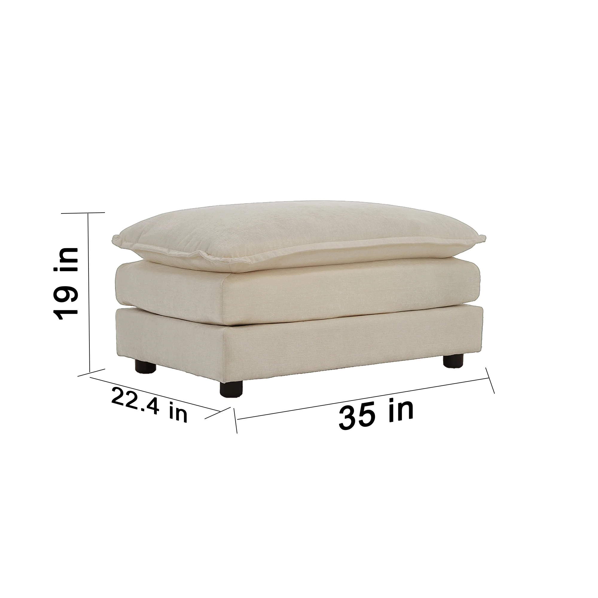 Walker Edison | Beige Chenille Cloud Accent Chair with Ottoman Set - Image 6