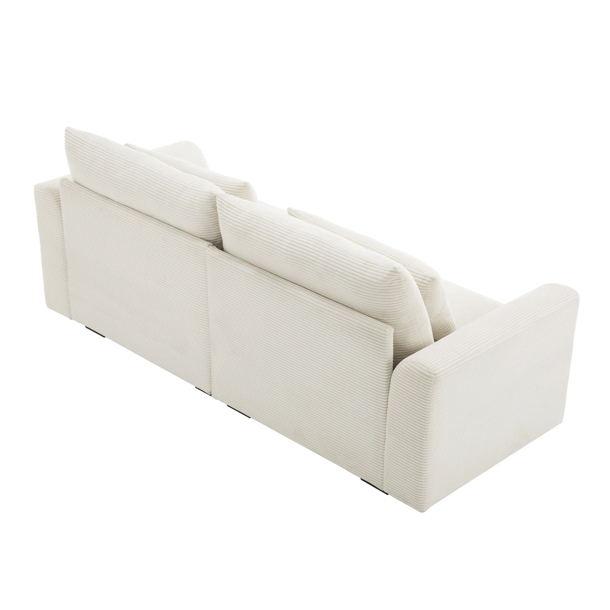 Walker Edison | Beige Corduroy Deep Seat Loveseat Couch - Image 7