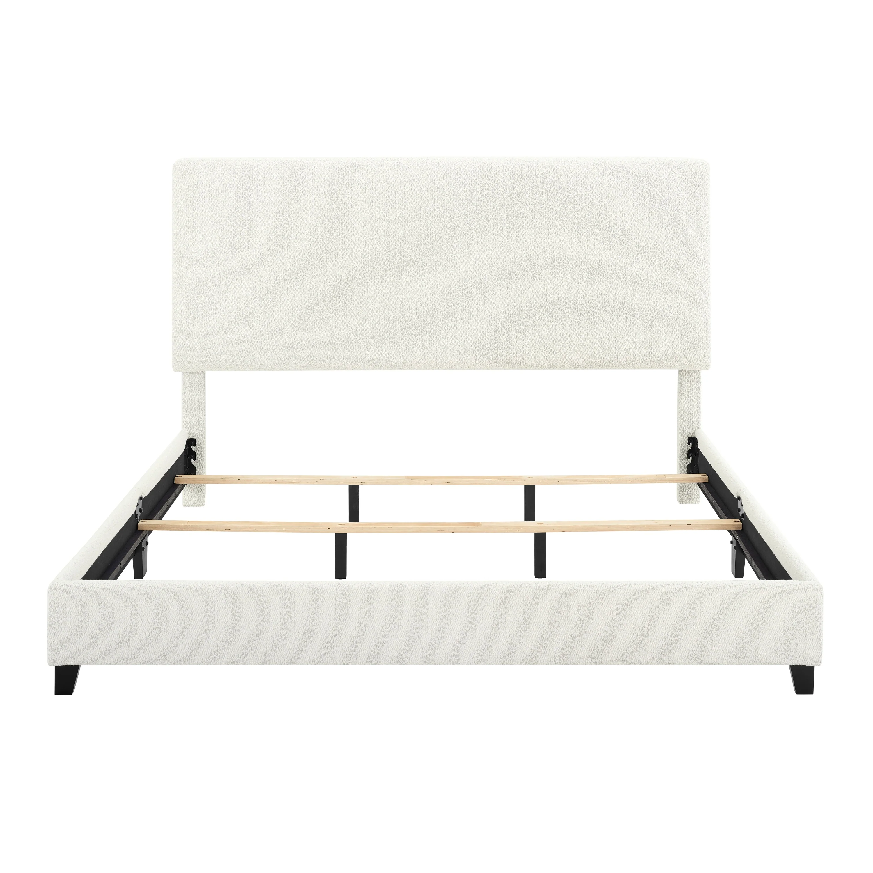 Walker Edison | King Size White Boucle Upholstered Platform Bed - Image 5